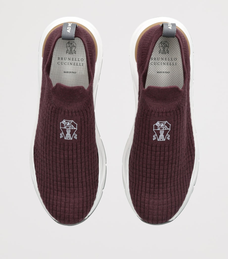 Cotton Knitted Slip-On Sneakers WINE Image 4