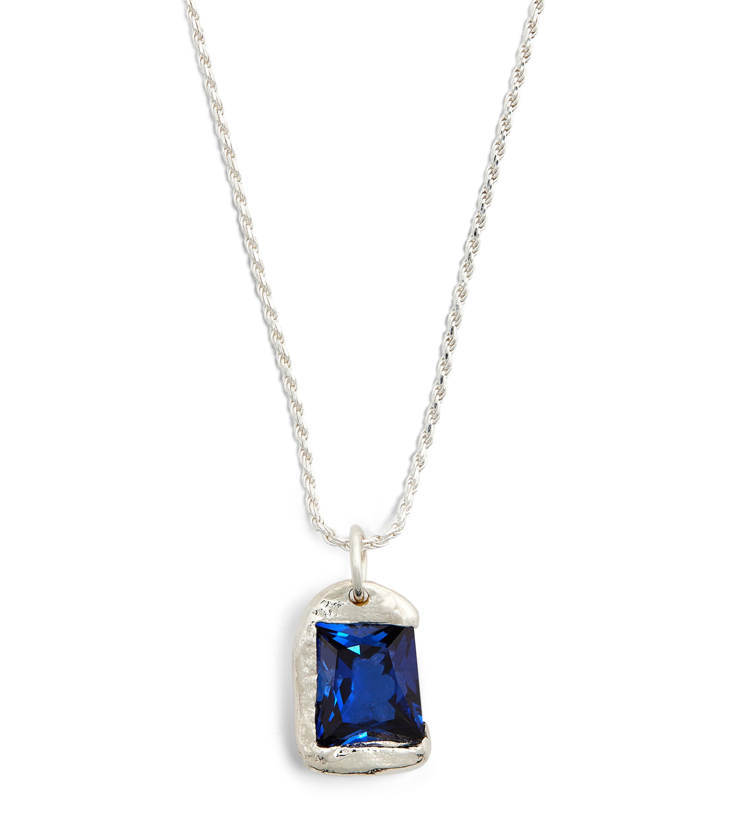 Bleue Burnham Sterling Silver And Sapphire Rose Necklace In Blue