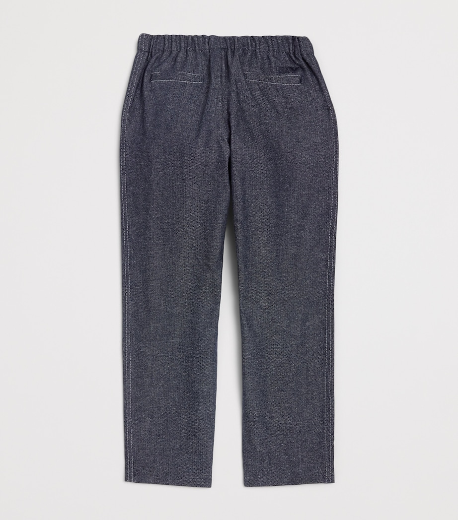 Emporio Armani Kids Herringbone Drawstring Trousers (4-16 Years) Fant.blue Image 2
