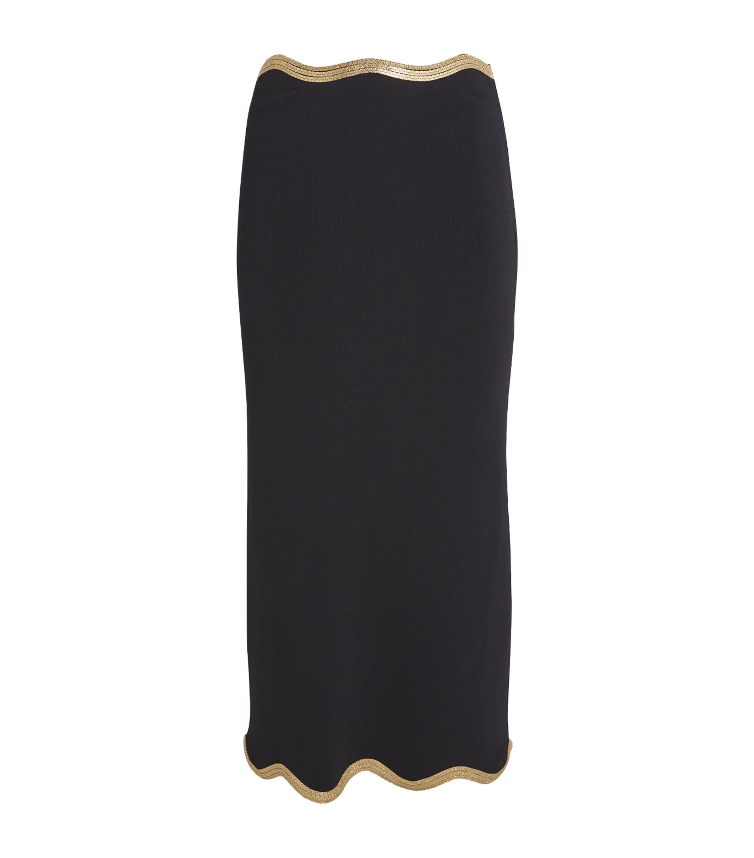 Sandro Long Knitted Skirt With Chain Detail In Black