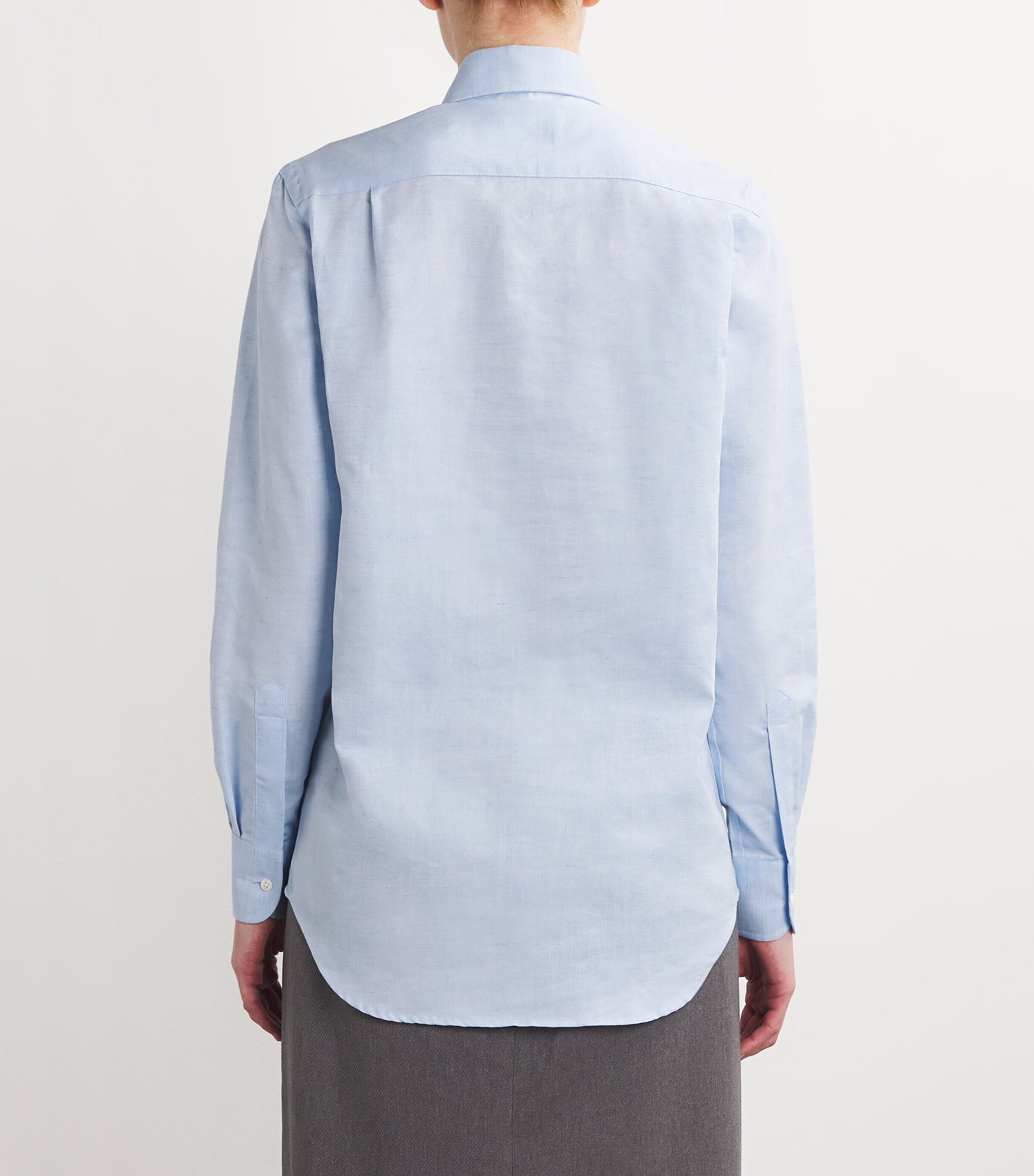 With Nothing Underneath Womens Linen-Cotton Weave The Boyfriend Shirt Celeste Blue Image 4