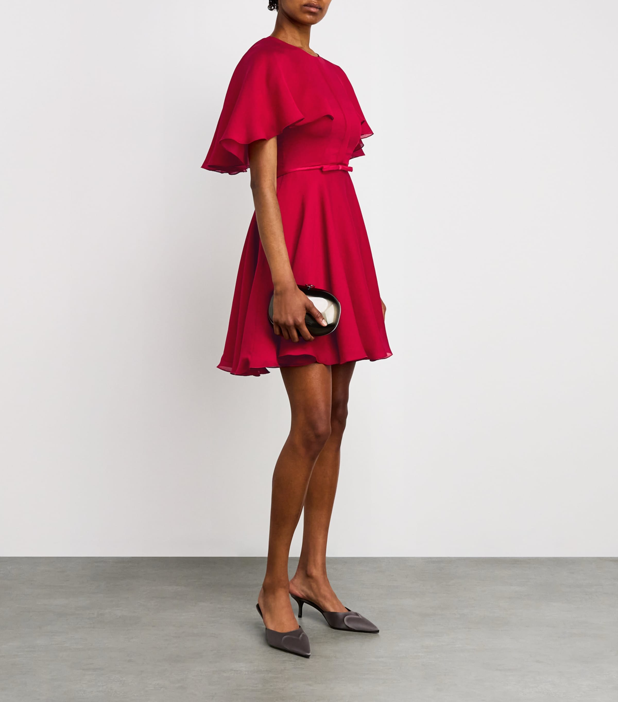 Silk Belted Mini Dress 6759 RED Image 2