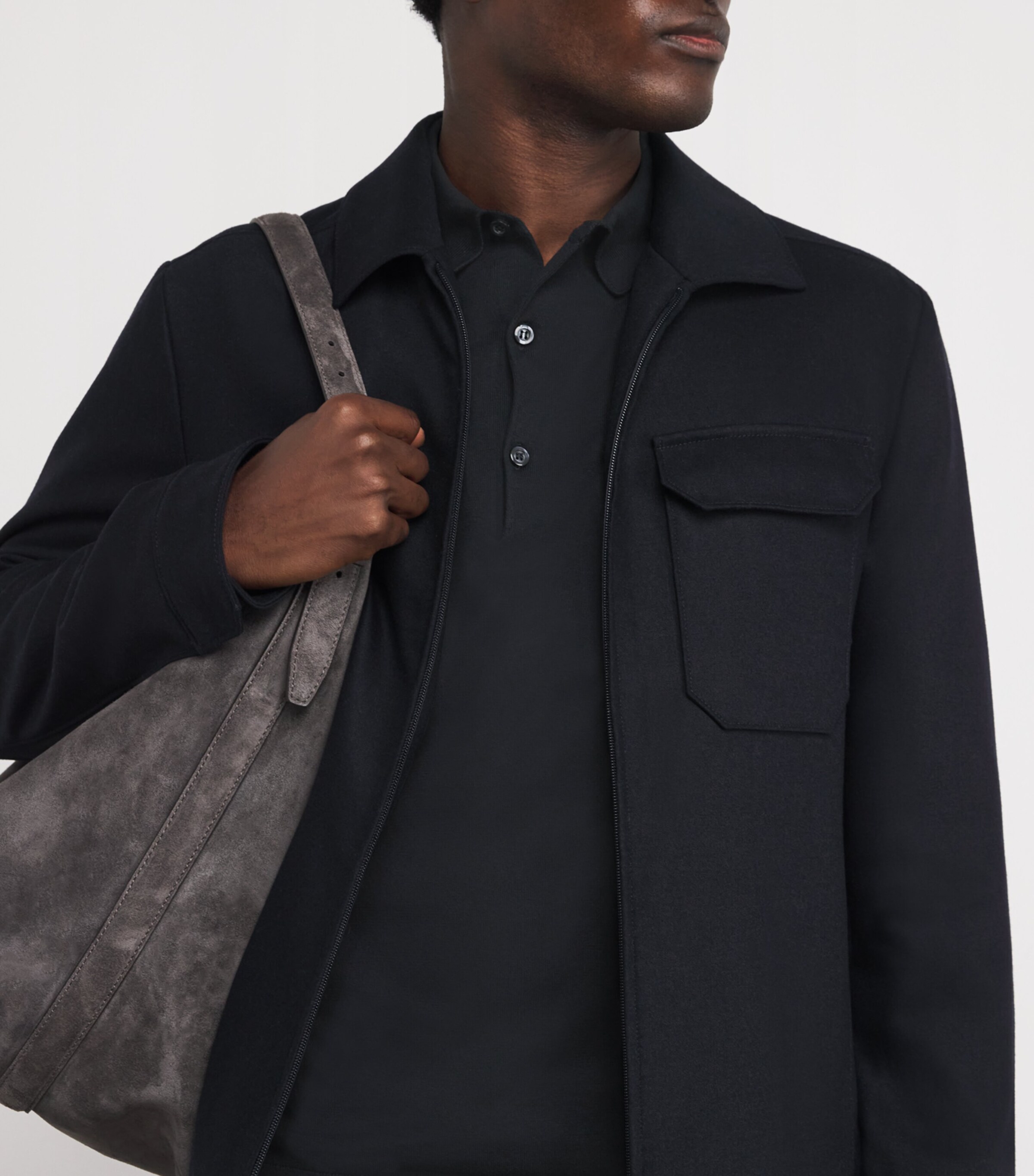Sea Island Cotton Adrian Polo Shirt BLACK Image 3