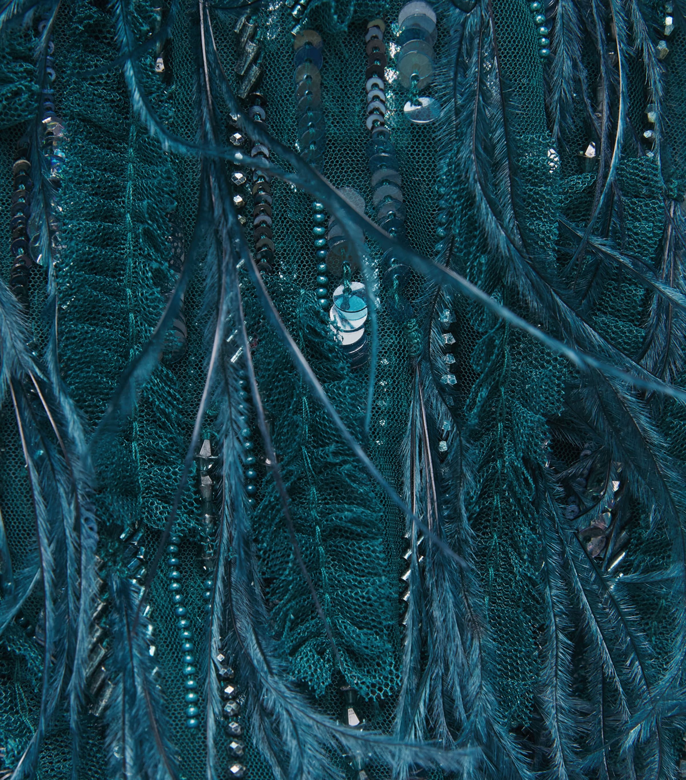 Embellished Feather Overcoat DARK TEAL Image 5