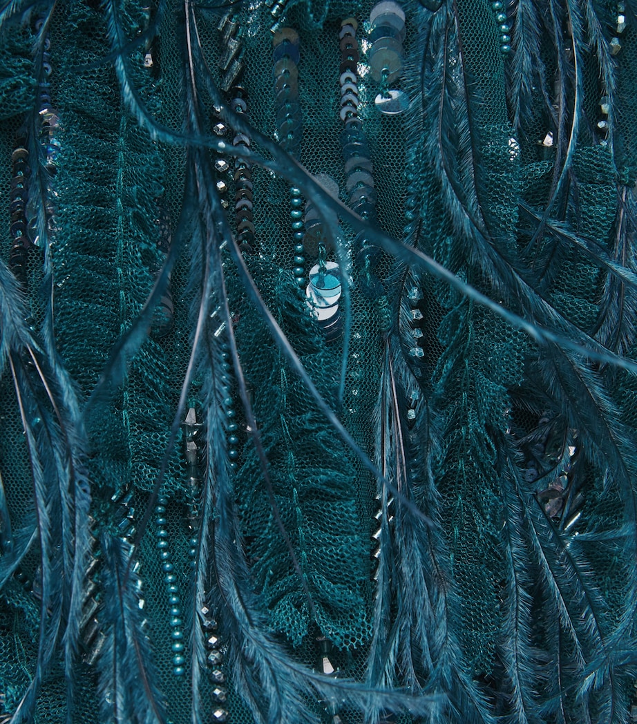 Embellished Feather Overcoat DARK TEAL Image 5