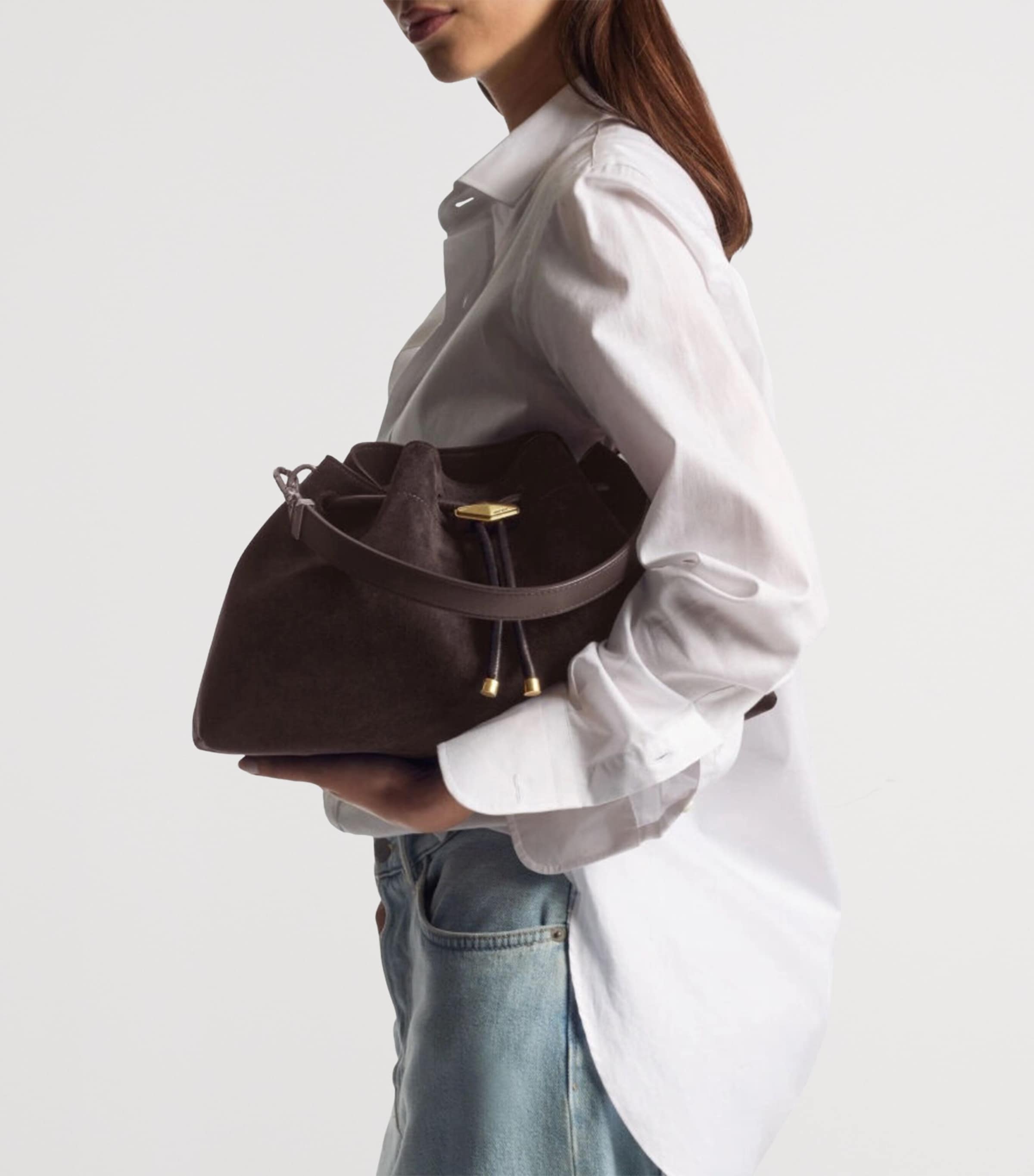 Jimmy Choo Medium Cinch Suede Shoulder Bag Coffee/gold Image 2