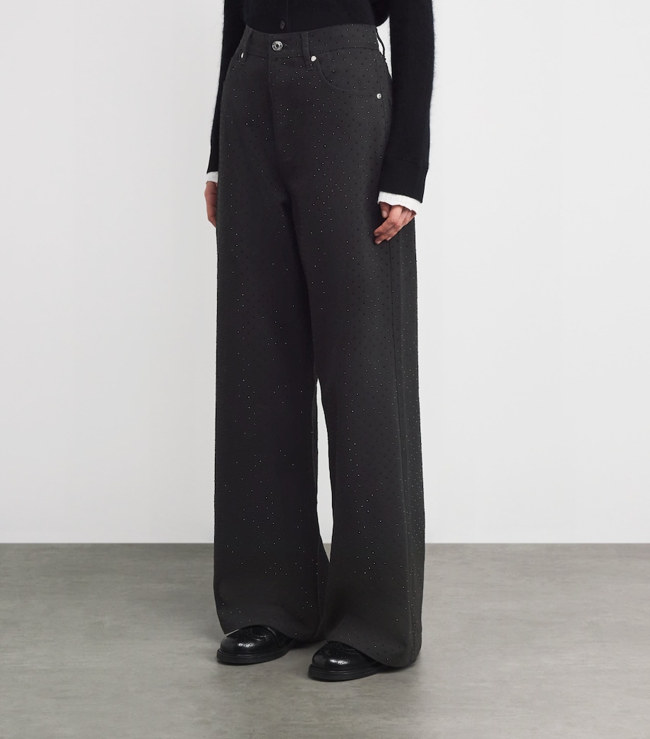 Embellished Wide-Leg Jeans BLACK Image 3