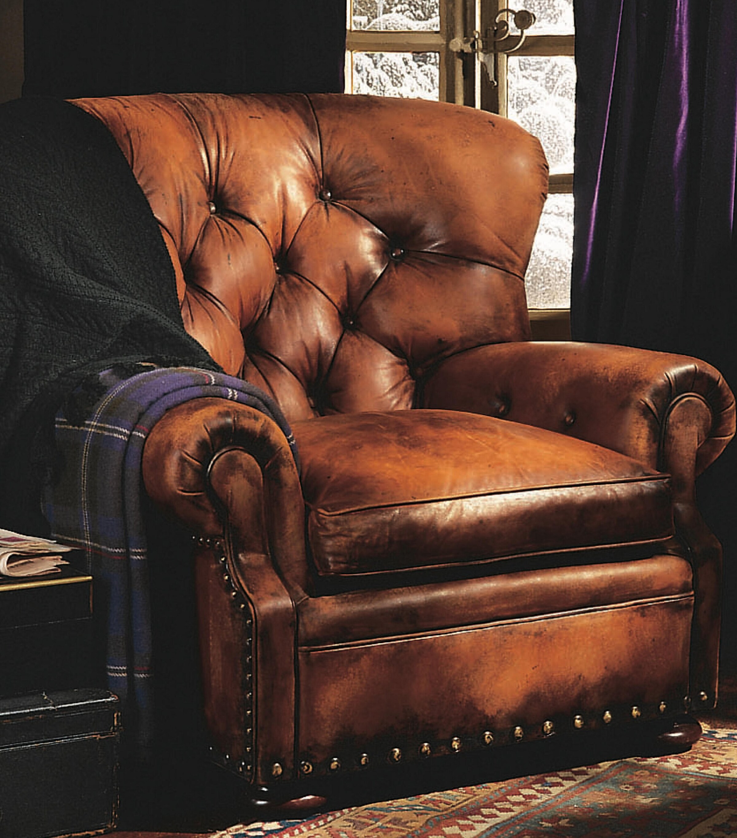 Leather and Maple Writers Chair MEDIUM MAHOGANY Image 7