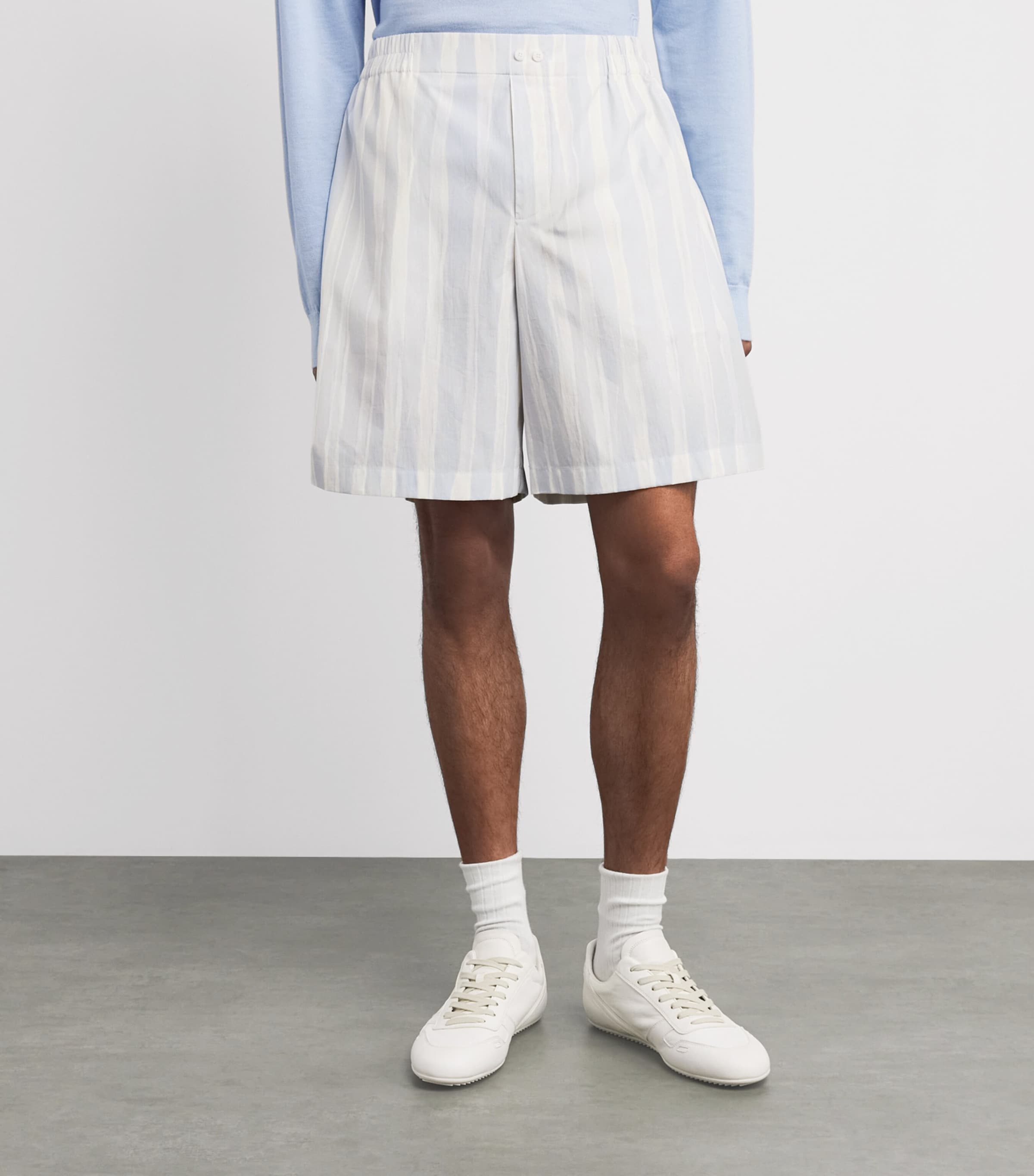 Jacquemus Mens Cotton Stripe Shorts Blu Bge Gch Prnt Image 4