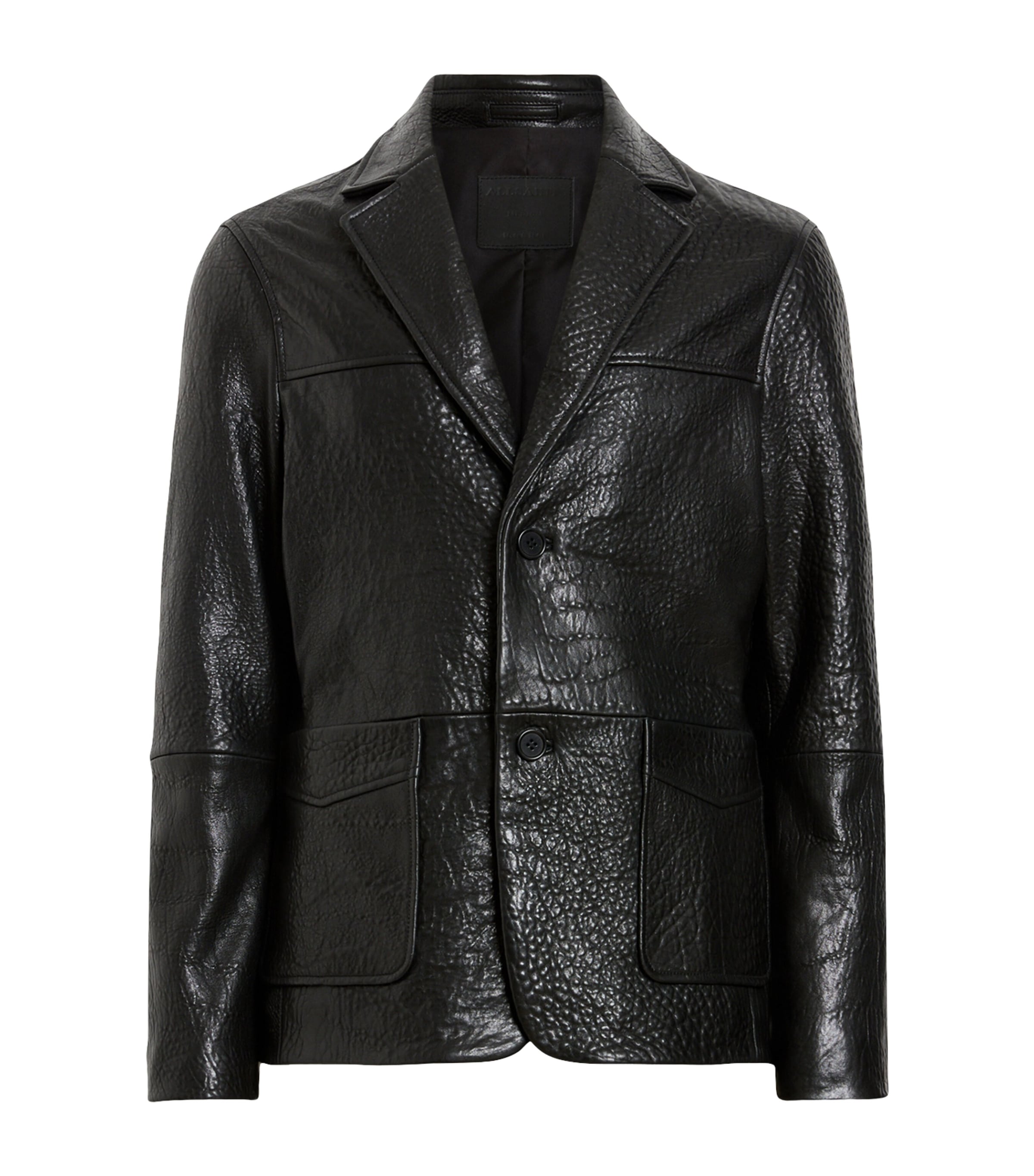 Allsaints Grained Leather Shadwell Blazer In Black