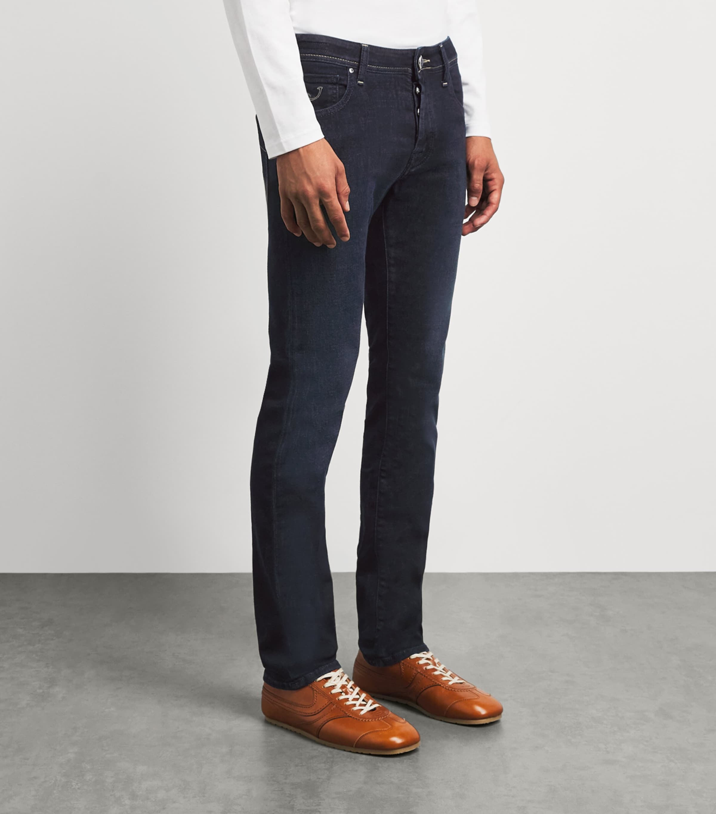 Jacob Cohën Mens Pony Hair-Patch Nick Slim Jeans Dark Blue Image 4