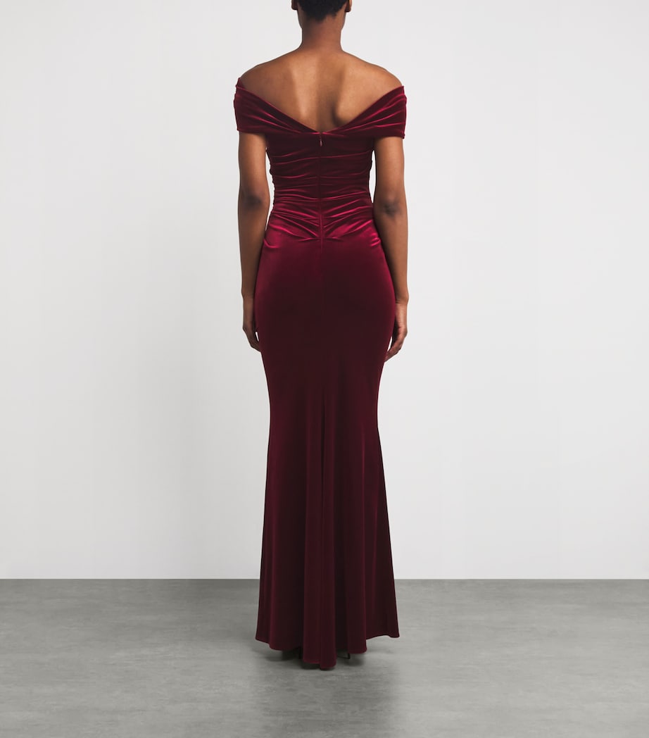 Velvet Off-The-Shoulder Maxi Dress 364 BURGUNDY Image 3