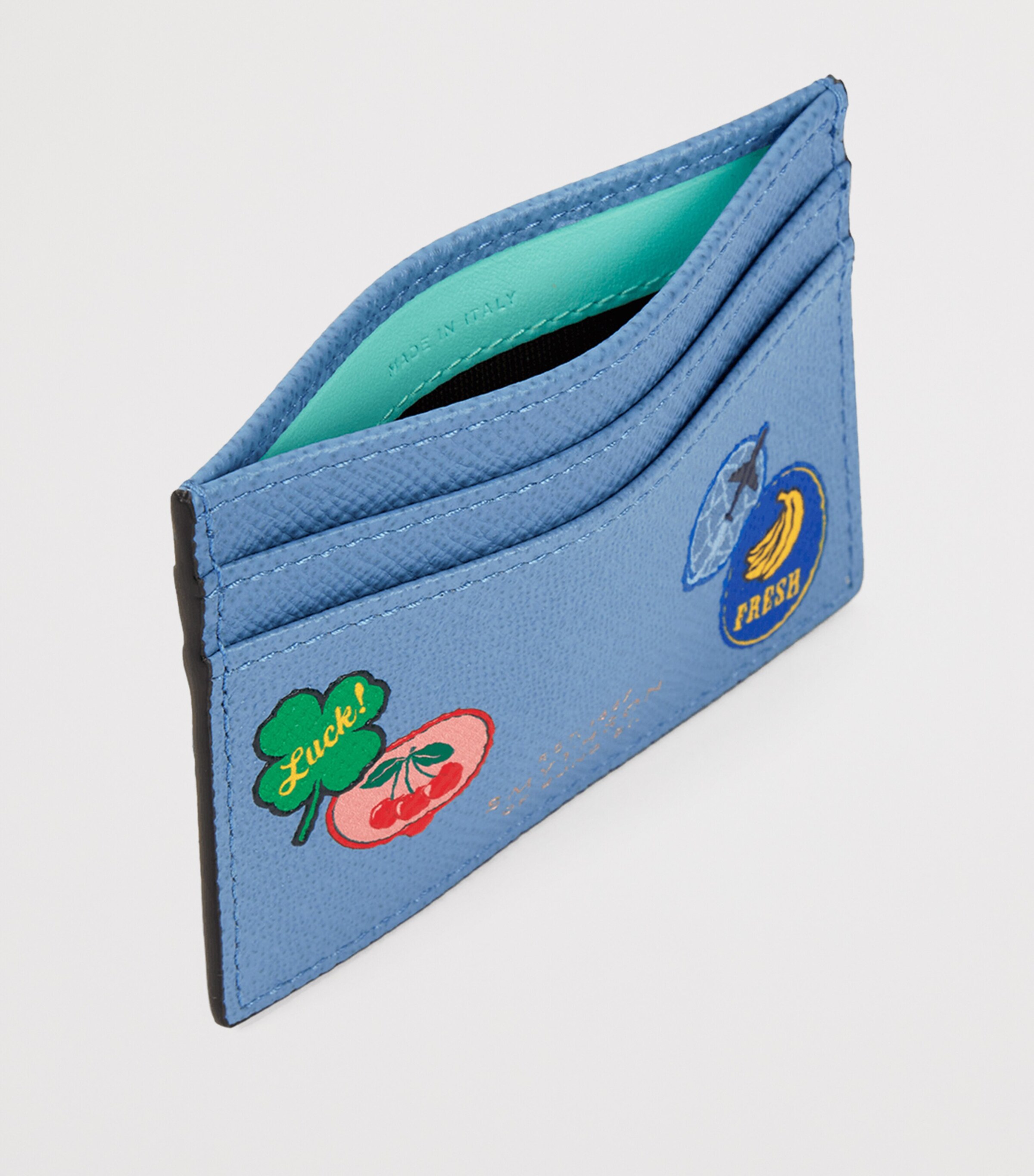 Smythson Panama Leather Stickers Card Holder N Blue Image 2