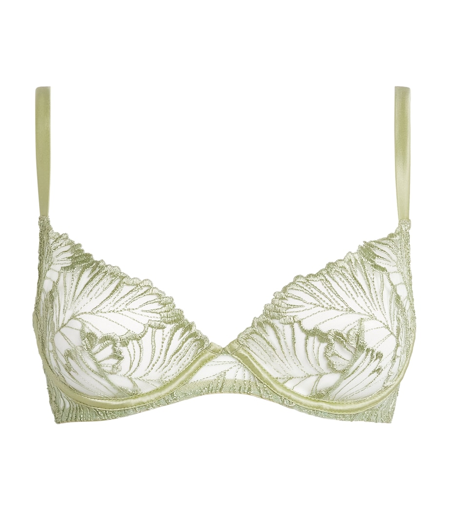 Coco De Mer Womens Lace Laurel Plunge Bra Pistachio Image 1