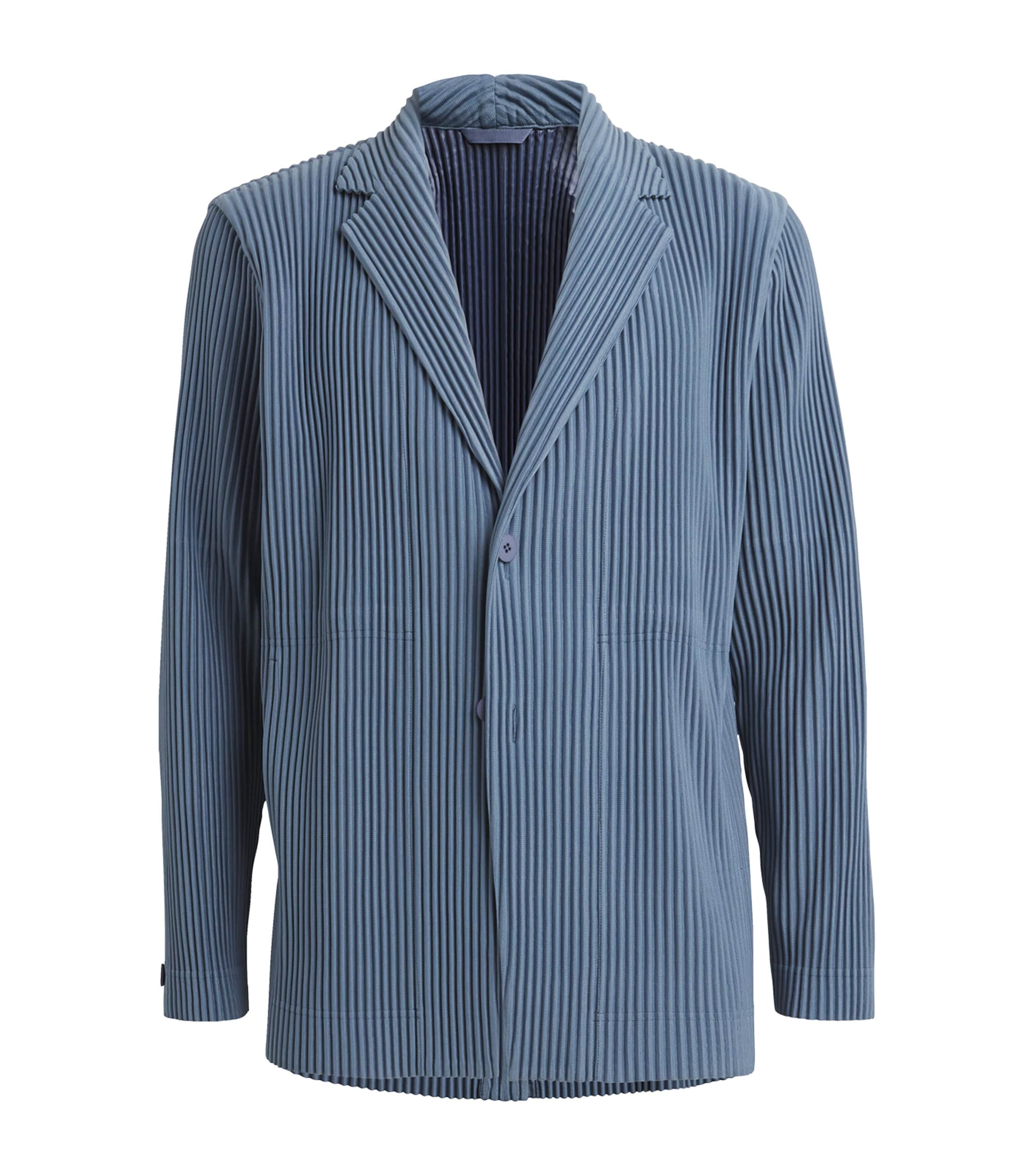 Shop Issey Miyake Pleated Blazer In Blue