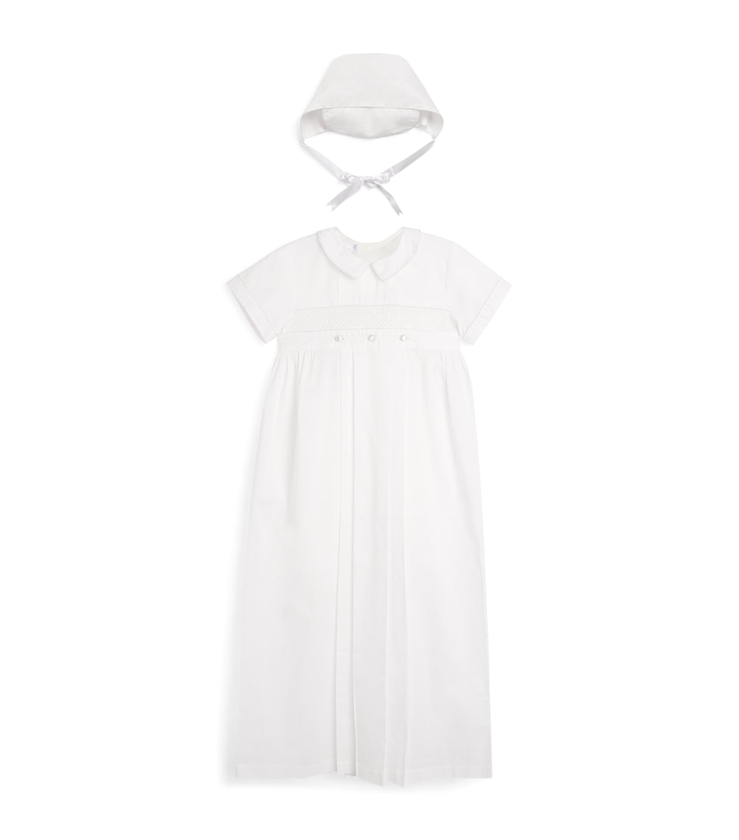 Pima Cotton Ceremonial Gown and Hat Set (0-24 Months) K00 WHITE Image 1