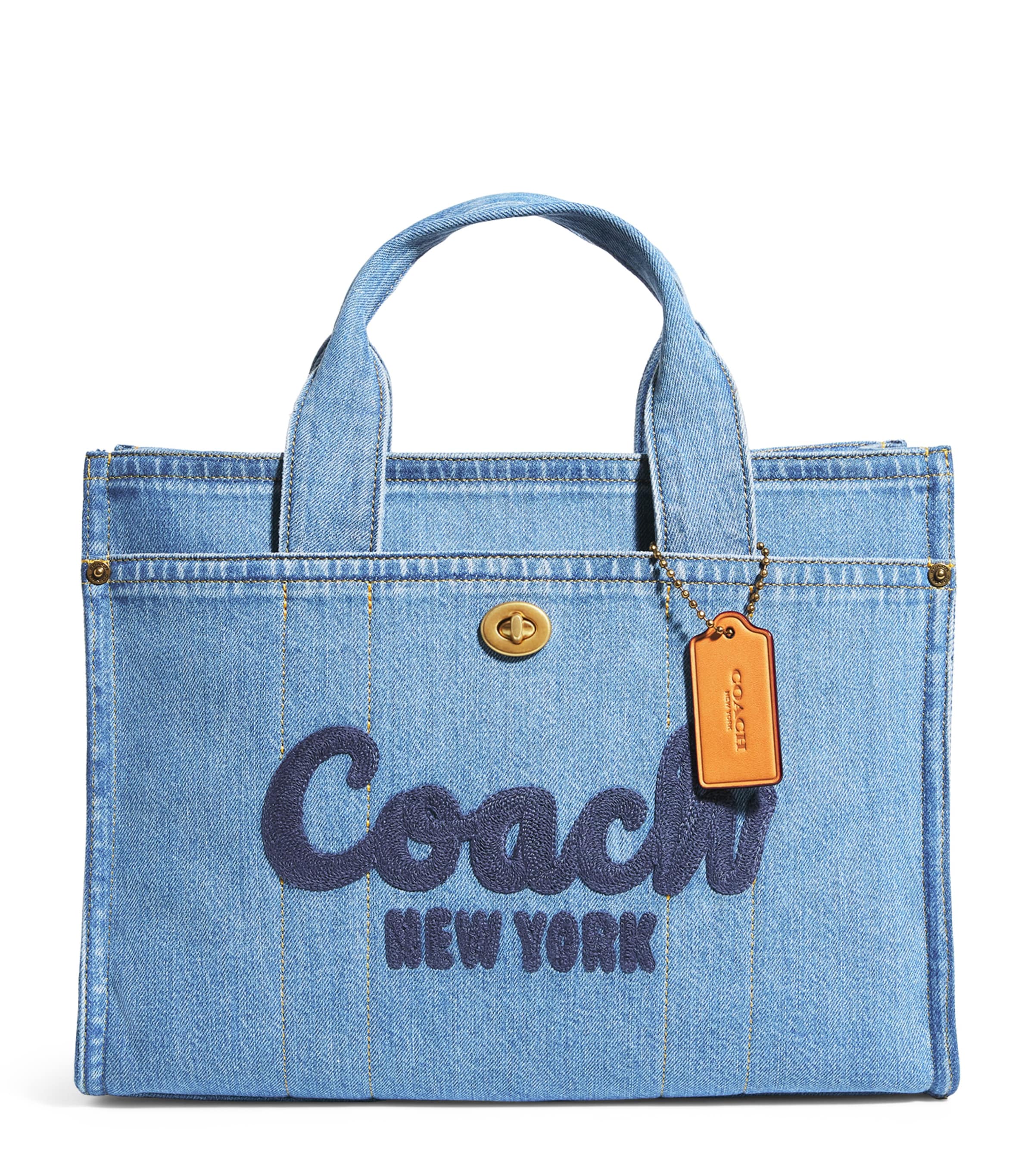 バッグ COACH Tote Bag Canvas Logo Denim scarf Coach Blue Denim Cargo Tote Bag | Harrods UK
