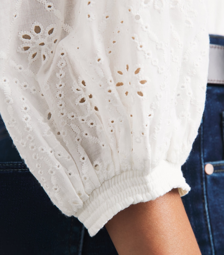 ME+EM Womens Broderie Anglaise Blouse Soft White Image 3