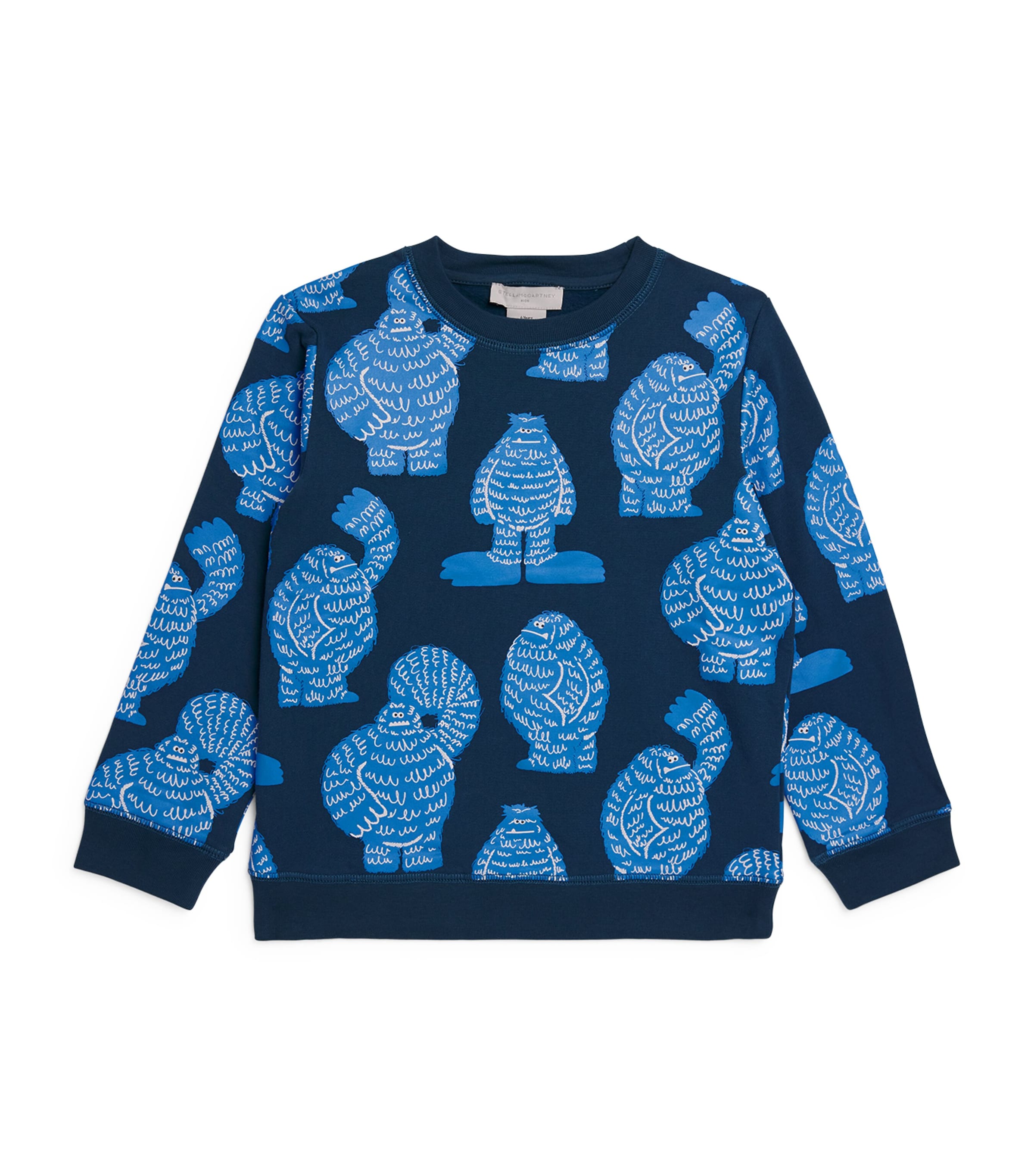 Stella Mccartney Cotton Yeti Print Sweatshirt In Blue
