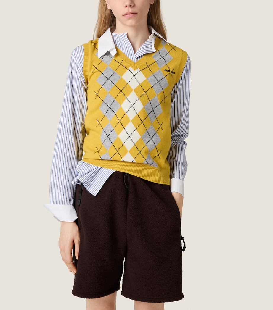 Cashmere Argyle Sweater Vest F0010 Image 2
