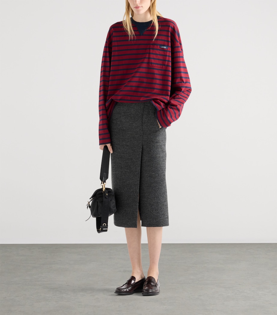 Cotton Stripe Oversized T-Shirt F0X57 Image 2