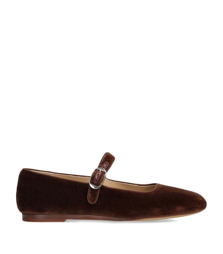 Velvet Mary Jane Ballet Flats BROWN Image 1