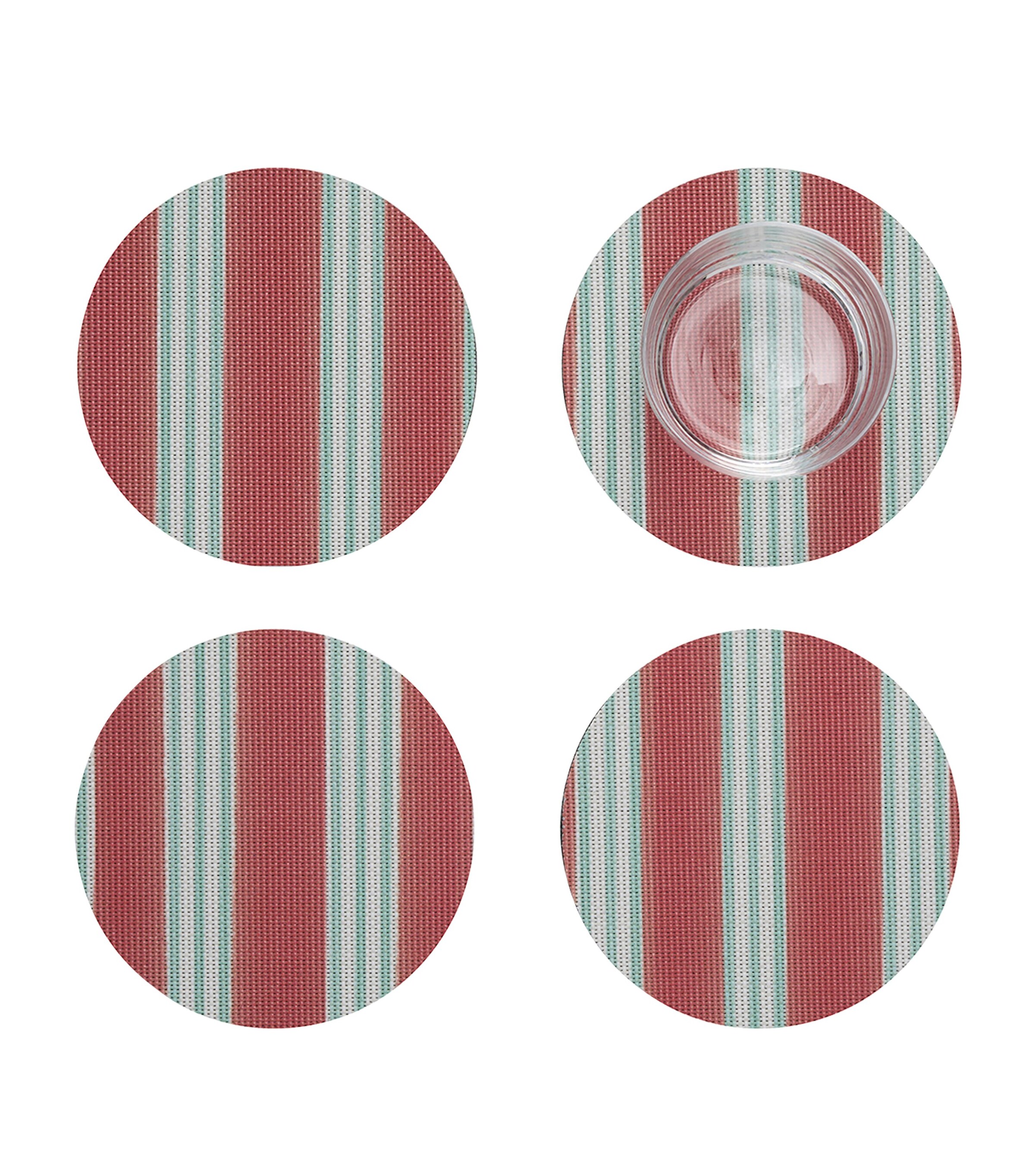 Chilewich x Meri Meri Festive Stripes Coasters (Set of 4) RED Image 2
