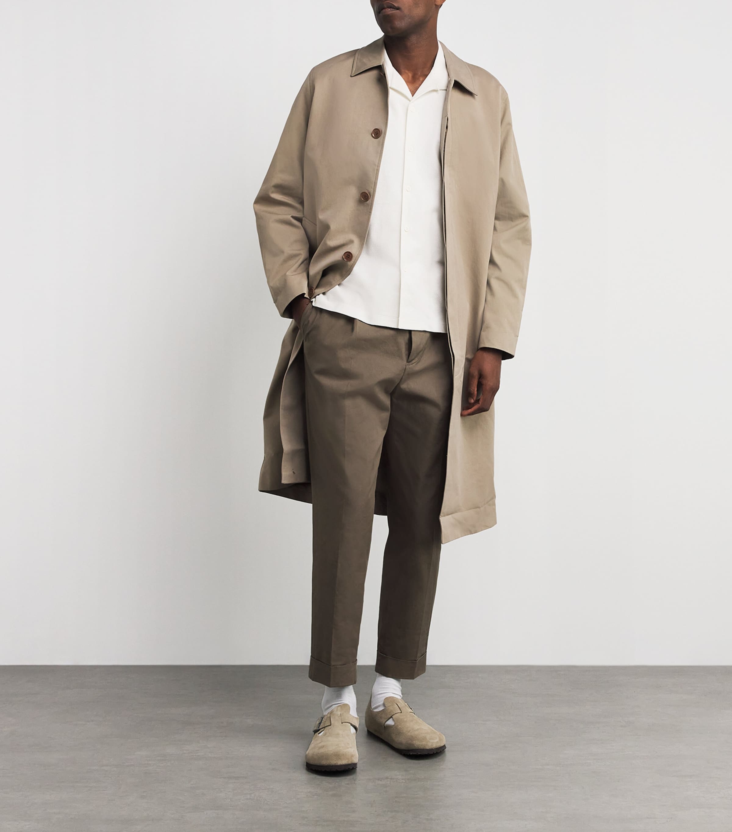 Cotton Mesh Collared Shirt WHCR-ECRU Image 2