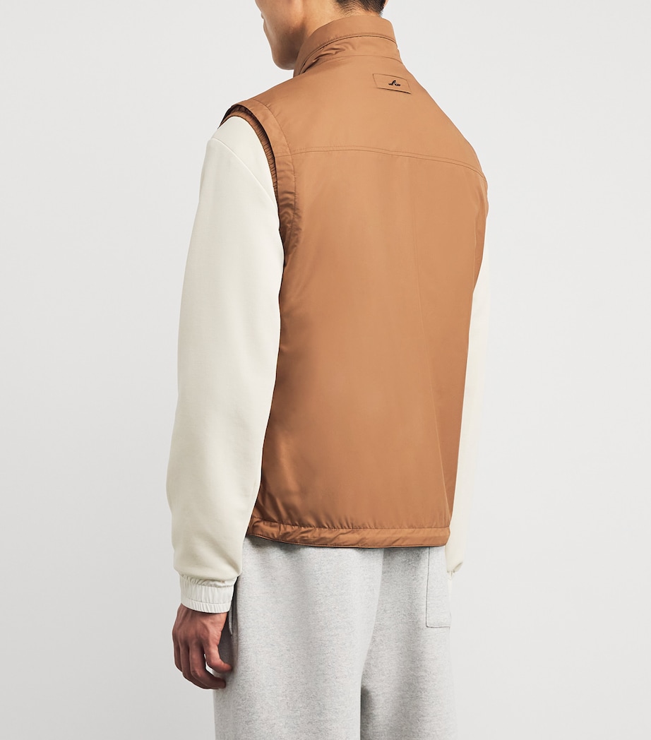 Wool-Silk Riviera Reversible Gilet 627 NOCCIOLA/BLU Image 4