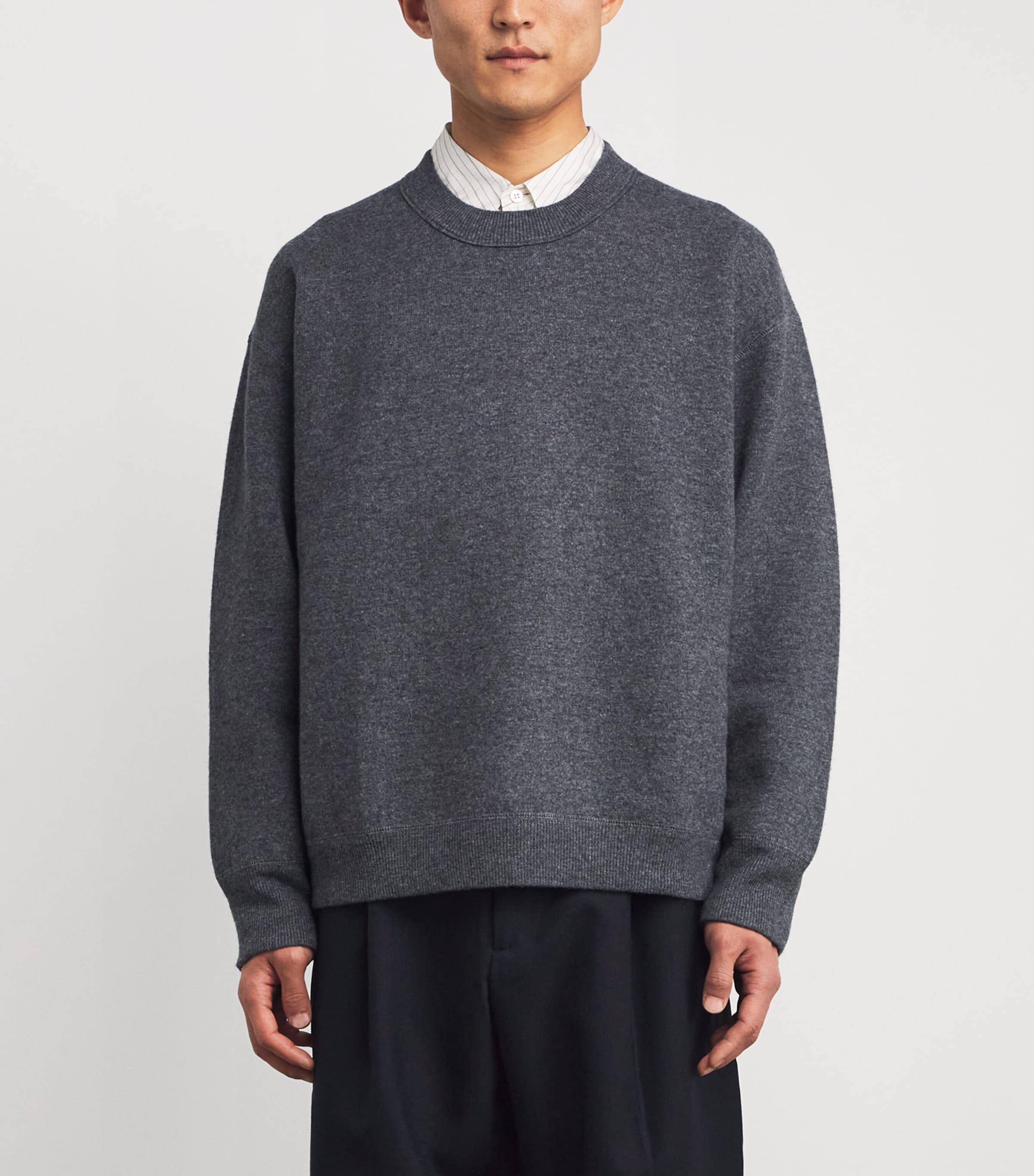Studio Nicholson Mens Wool-Cashmere Moray Sweater Charcoal Marl Image 3