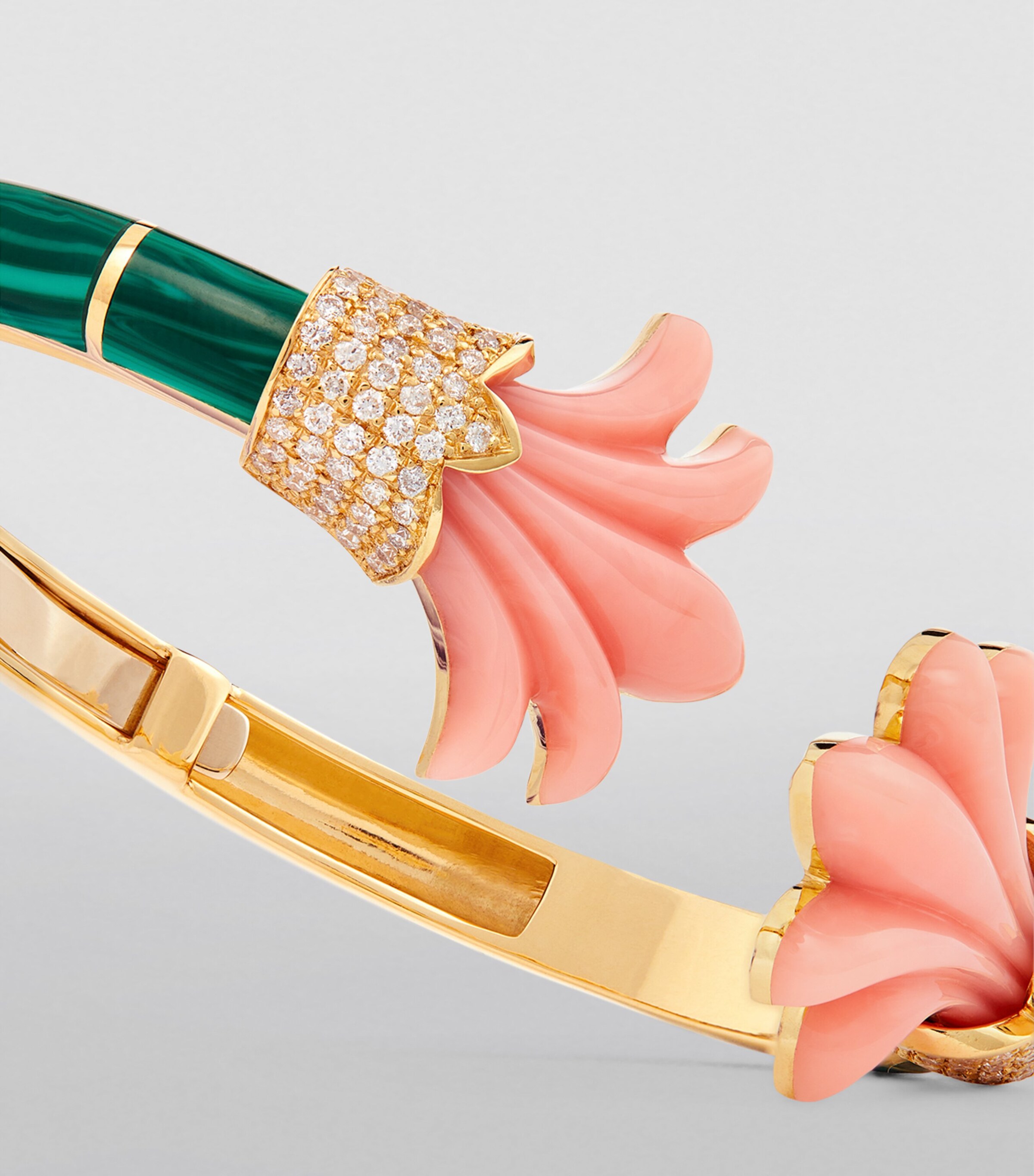 L'ATELIER NAWBAR Yellow Gold, Diamond, Coral and Malachite Psychedeliah Bangle Pink Image 6