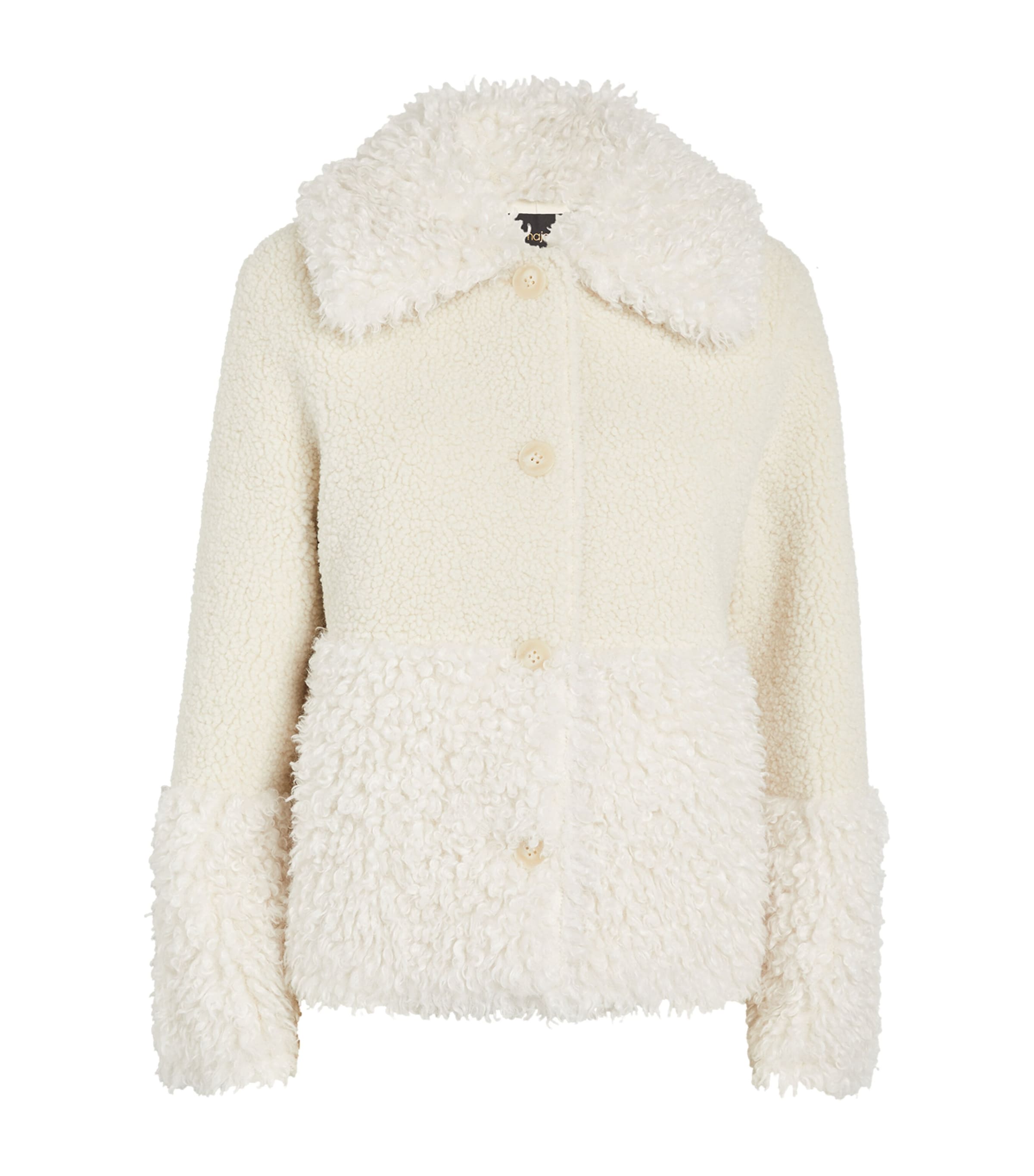 MAJE FAUX-FUR COLLARED COAT 