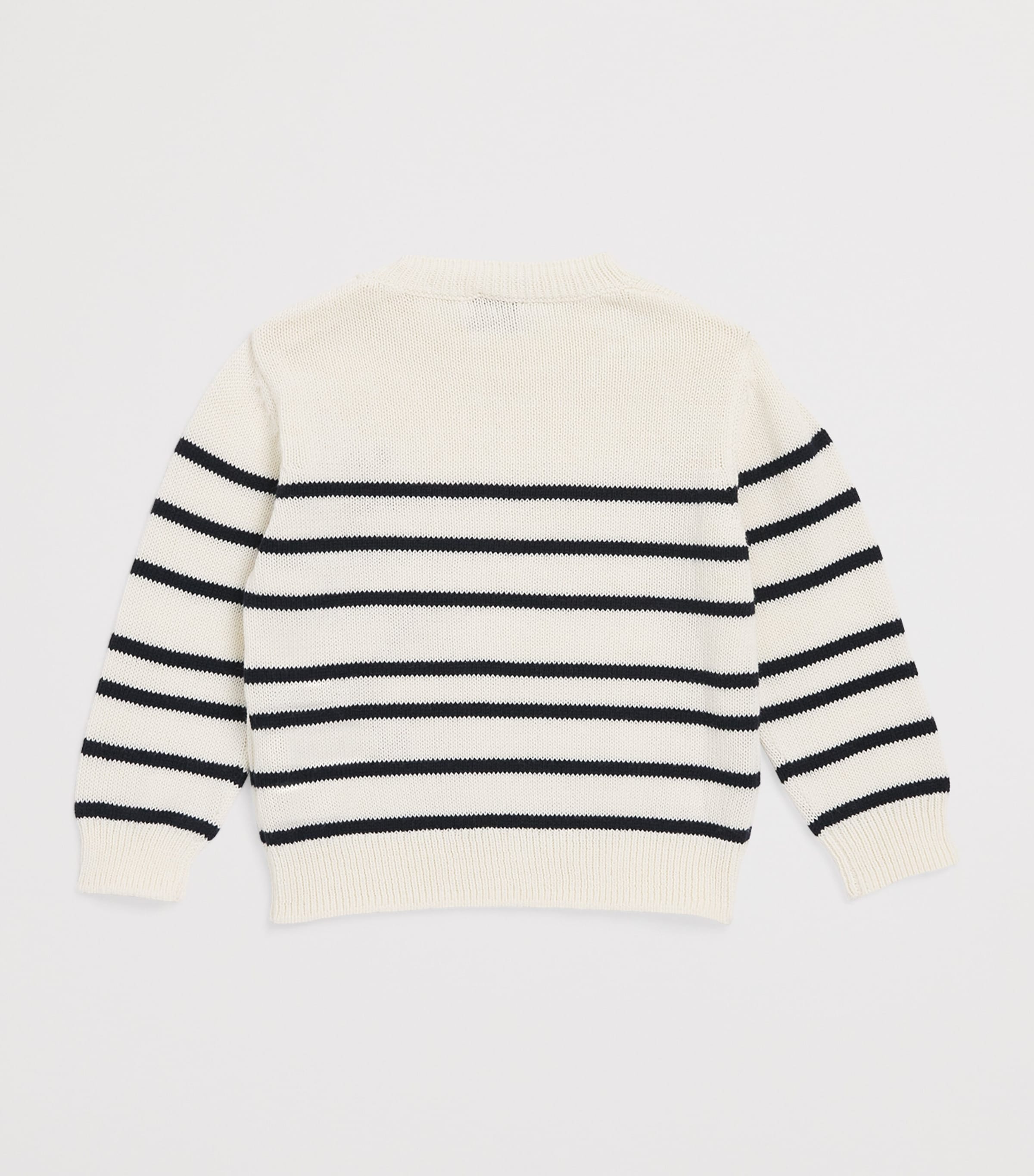 Il Gufo Organic Cotton Stripe Sweater (2-6 Years) Milk/blue Image 2
