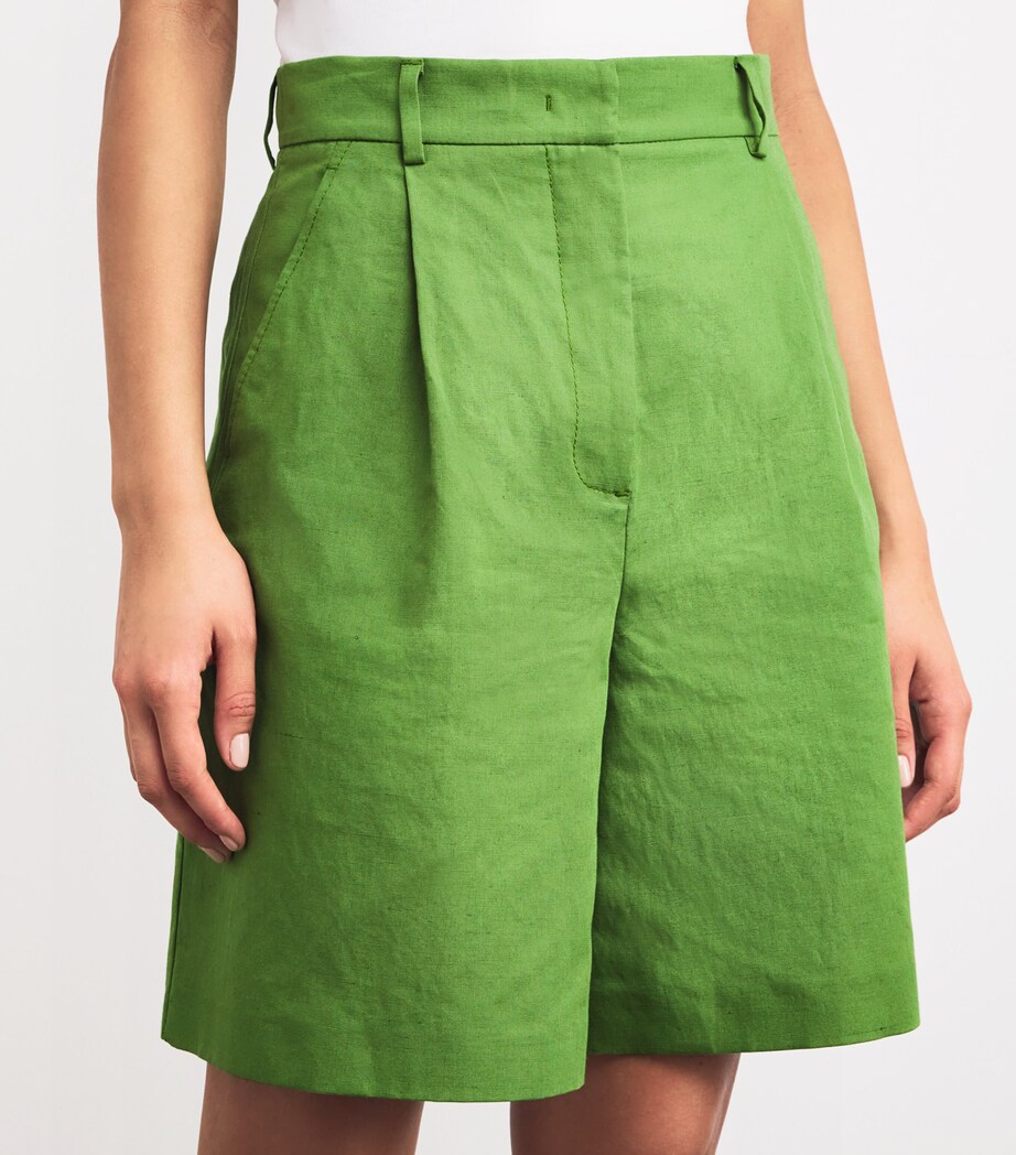 Cotton-Linen Shorts GREEN Image 6