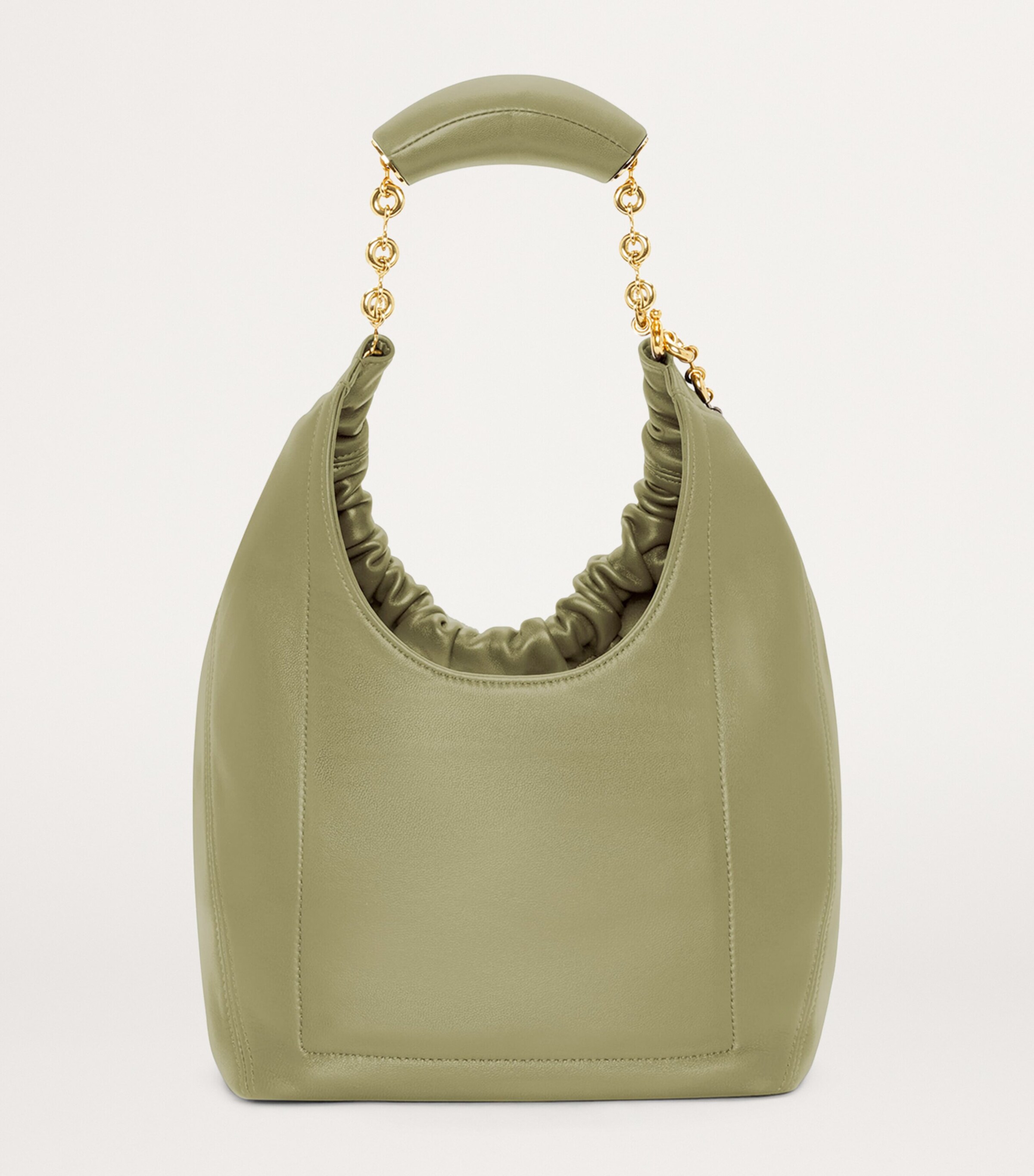 Small Leather Squeeze Top-Handle Bag EUCALYPTUS GREEN Image 4