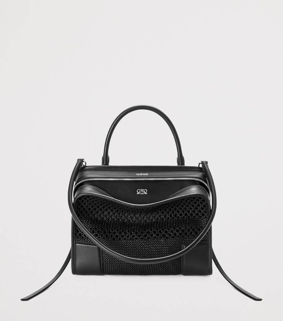 LOEWE Medium Woven Leather Amazona 180 Top-Handle Bag Black Image 2
