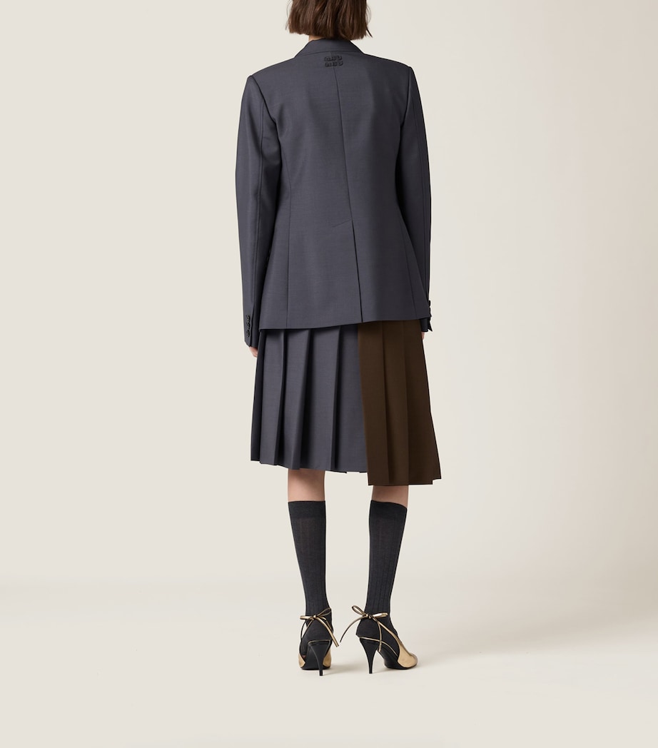 Miu Miu Womens Mohair-Wool Pleated Midi Skirt Image 3