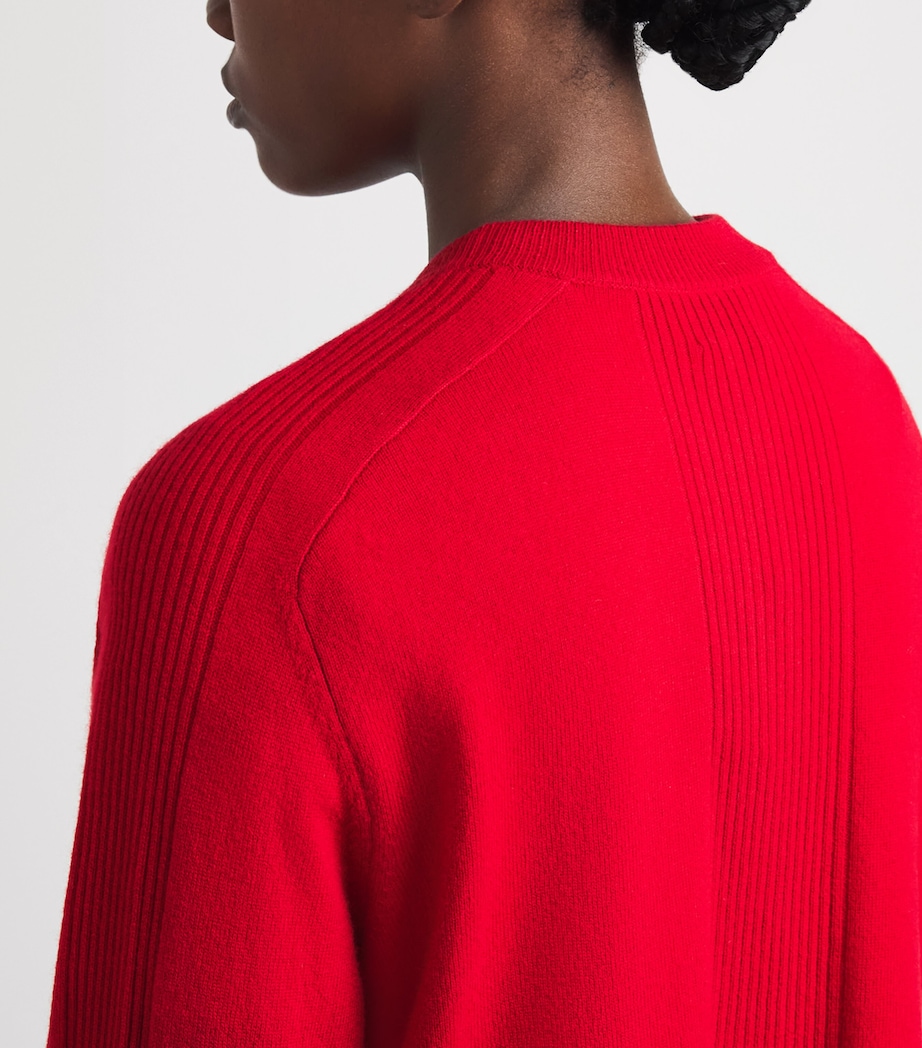 ME+EM Womens Wool-Cashmere Saddle-Shoulder Cardigan Scarlet Red Image 3