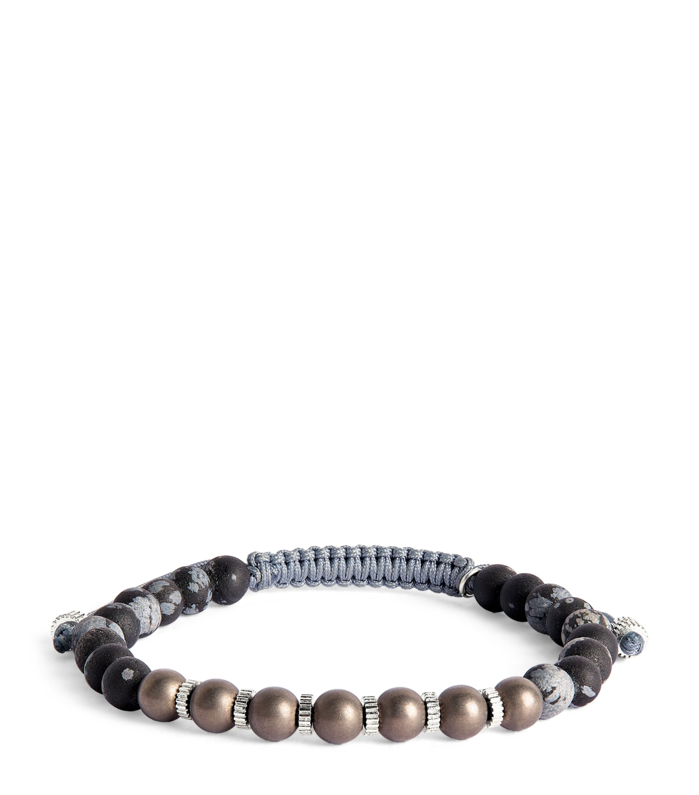 Tateossian Titanium Macrame Bead Bracelet In Silver