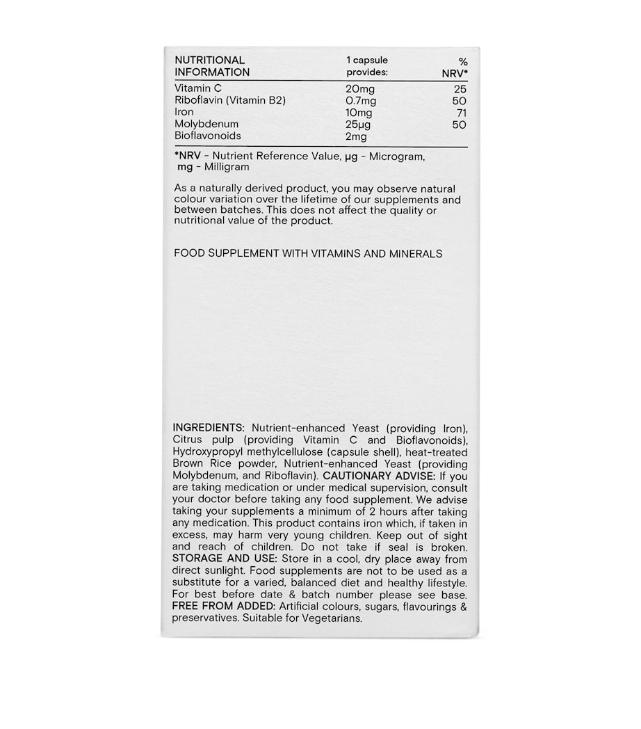 Food-Grown Iron Plus (30 Capsules) NO COLOUR Image 2