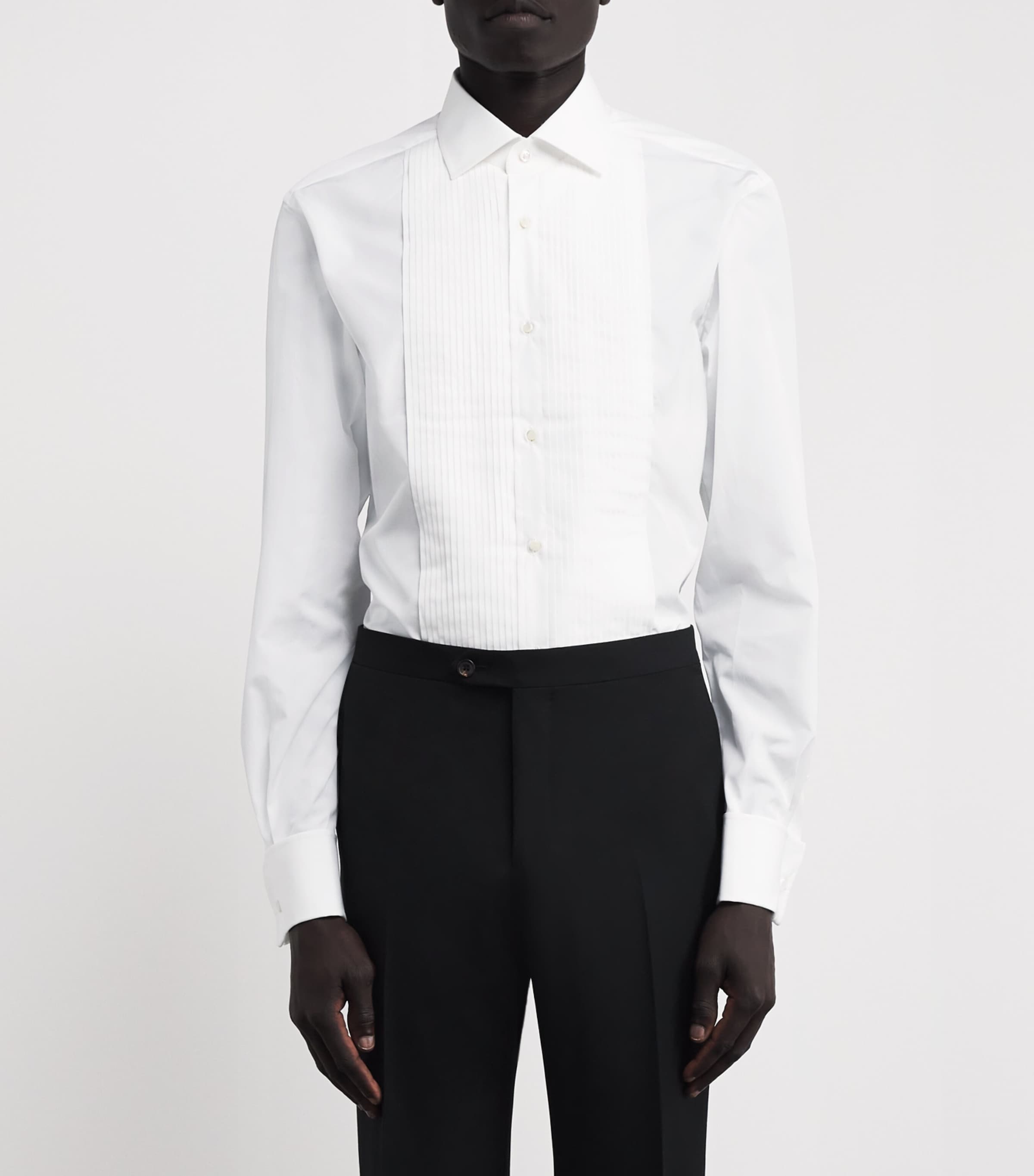 Ralph Lauren Purple Label Mens Pleated Tuxedo Shirt White Image 3