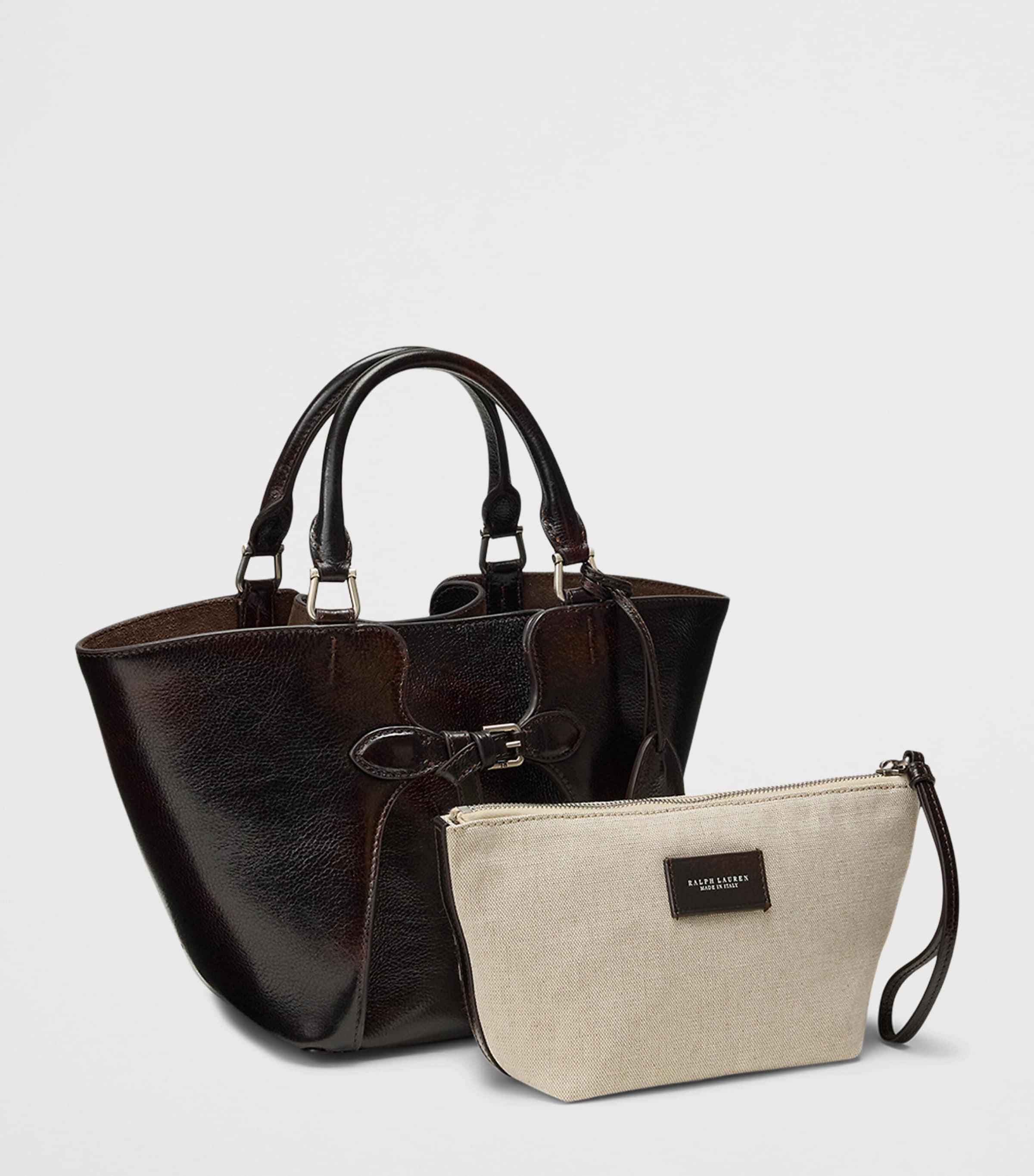 Ralph Lauren Collection Small Leather Ralph Tote Bag Vintage Brown Image 2