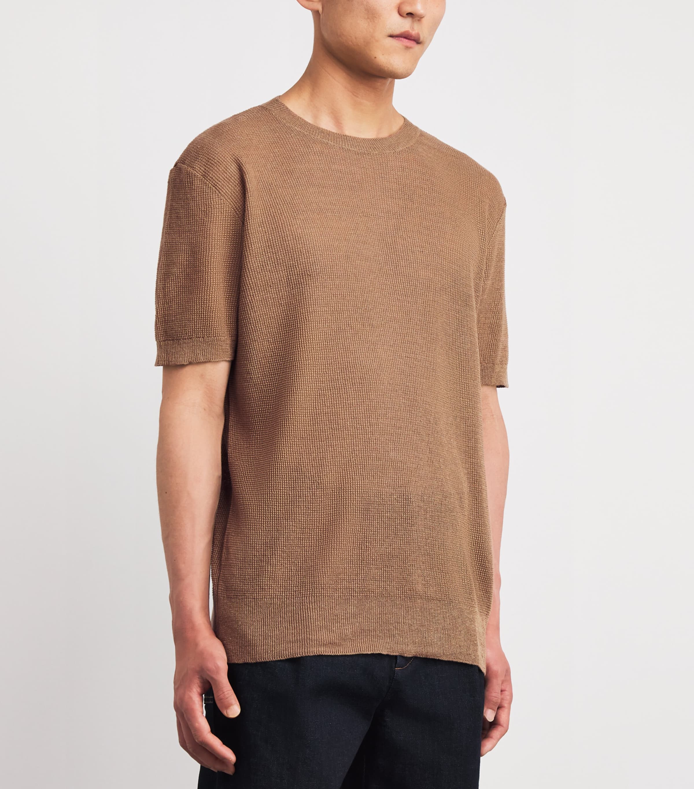 Linen-Cotton T-Shirt 360 KHAKI Image 3