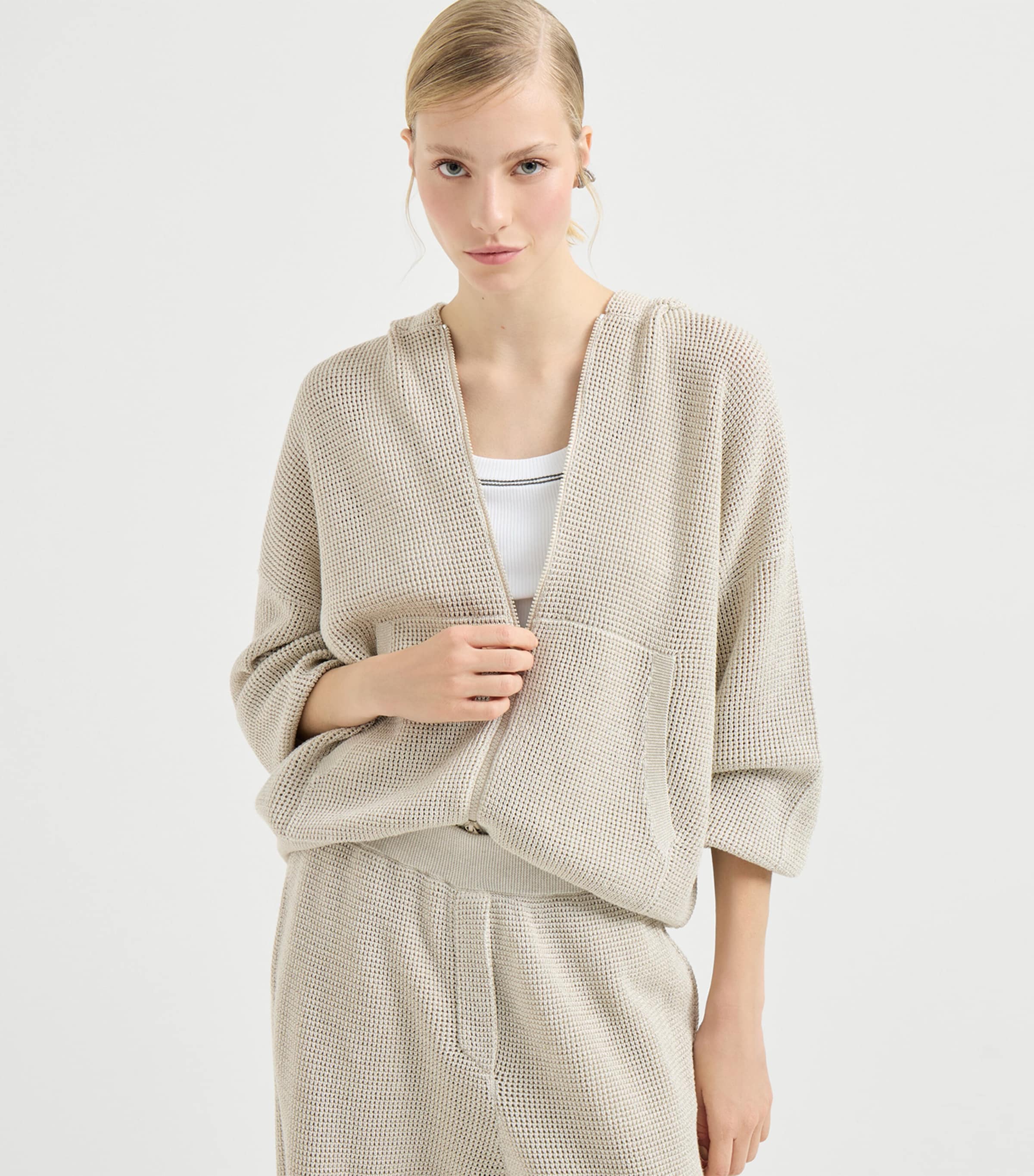 Cotton-Blend Knitted Hoodie CY948 Image 4