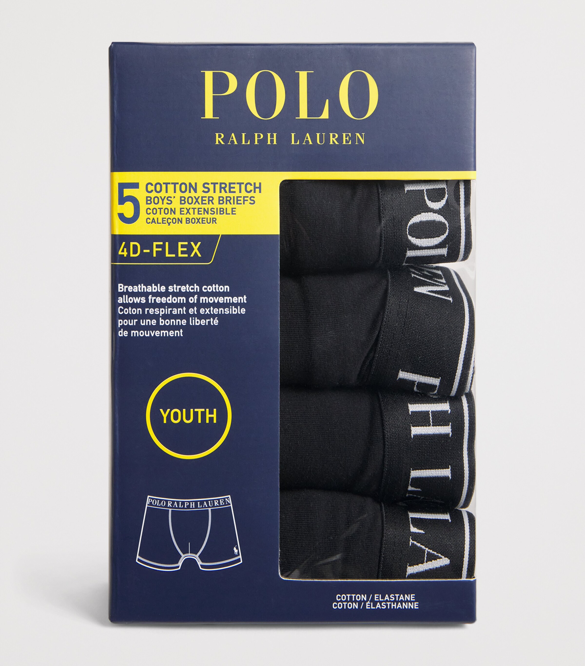 Pack of 5 Stretch-Cotton Boxer Briefs (6-14 Years) G9OPOLO BLACK Image 3