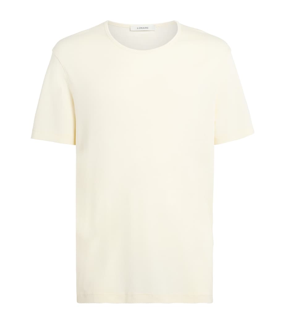 Lemaire Mens Cotton Scoop-Neck T-shirt Light Cream Image 1