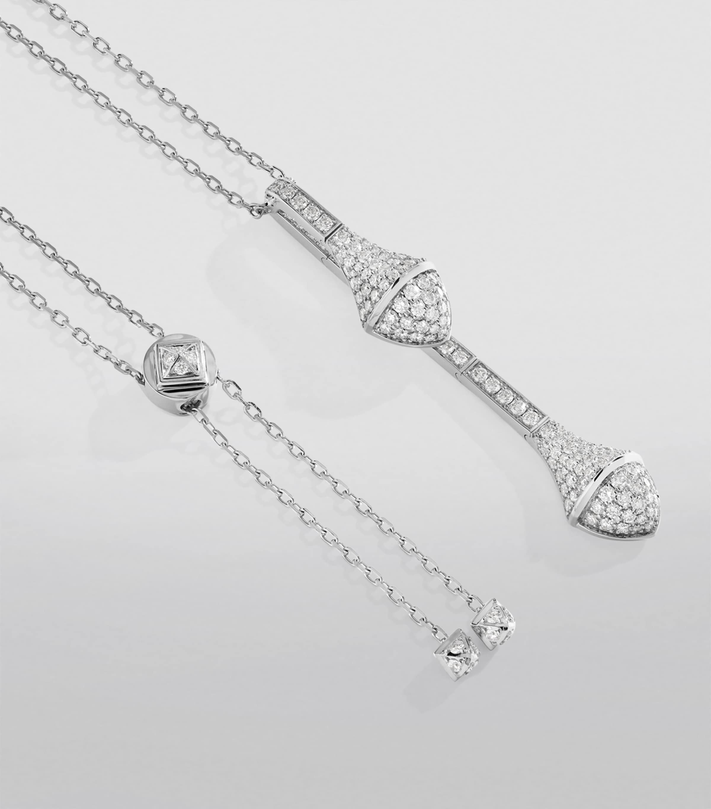White Gold and Diamond Cleo Pendant Necklace WHITE GOLD Image 2