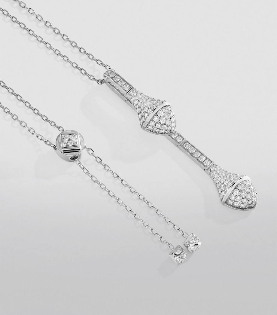 White Gold and Diamond Cleo Pendant Necklace WHITE GOLD Image 2