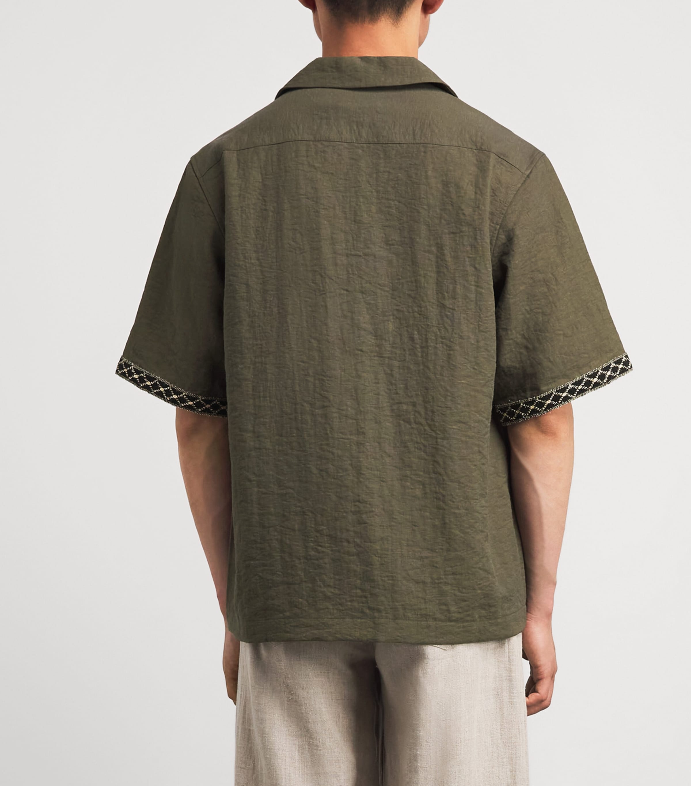 COMMAS Mens Embroidered Resort Shirt Dark Taupe Image 5