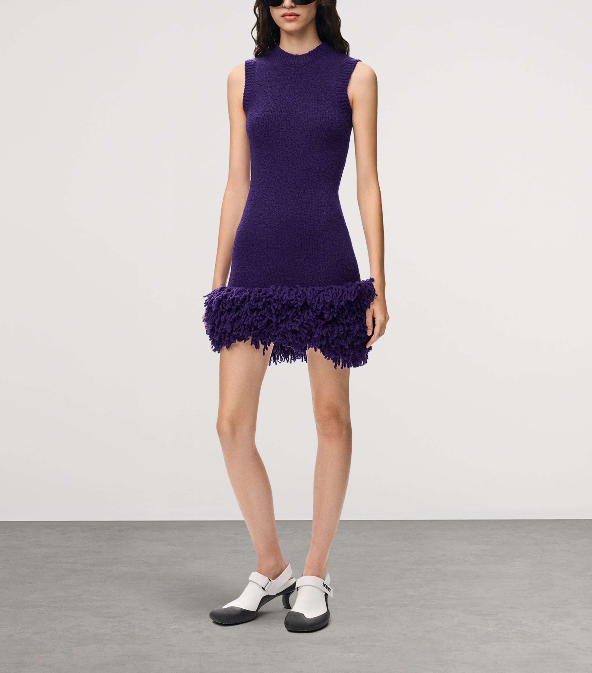 LOEWE Womens Wool-Blend Mini Dress Purple Image 2